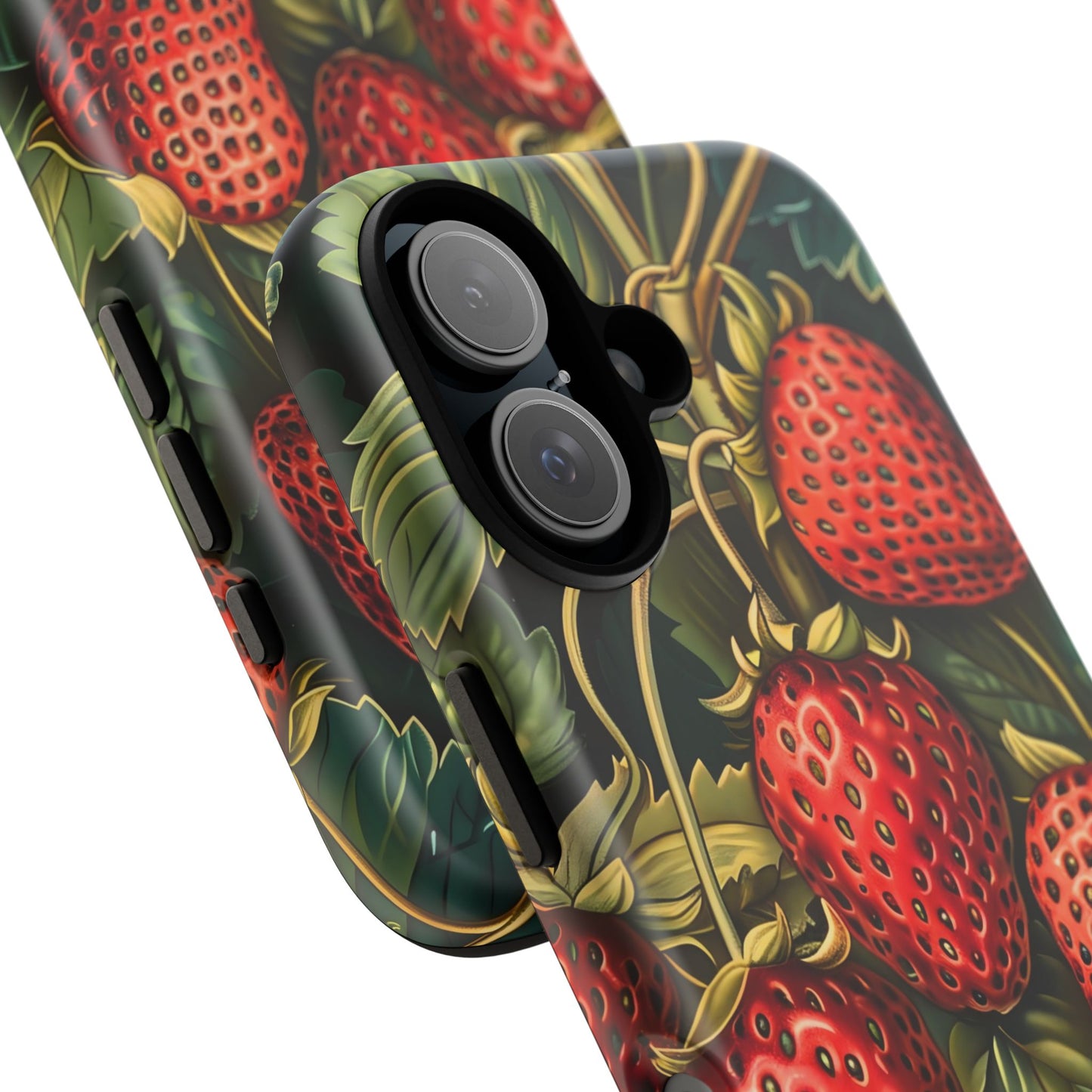 Strawberry Phone Case, Tough Berry Case, Floral Phone Cover, Cute Smartphone Shell, Nature-Inspired Gift