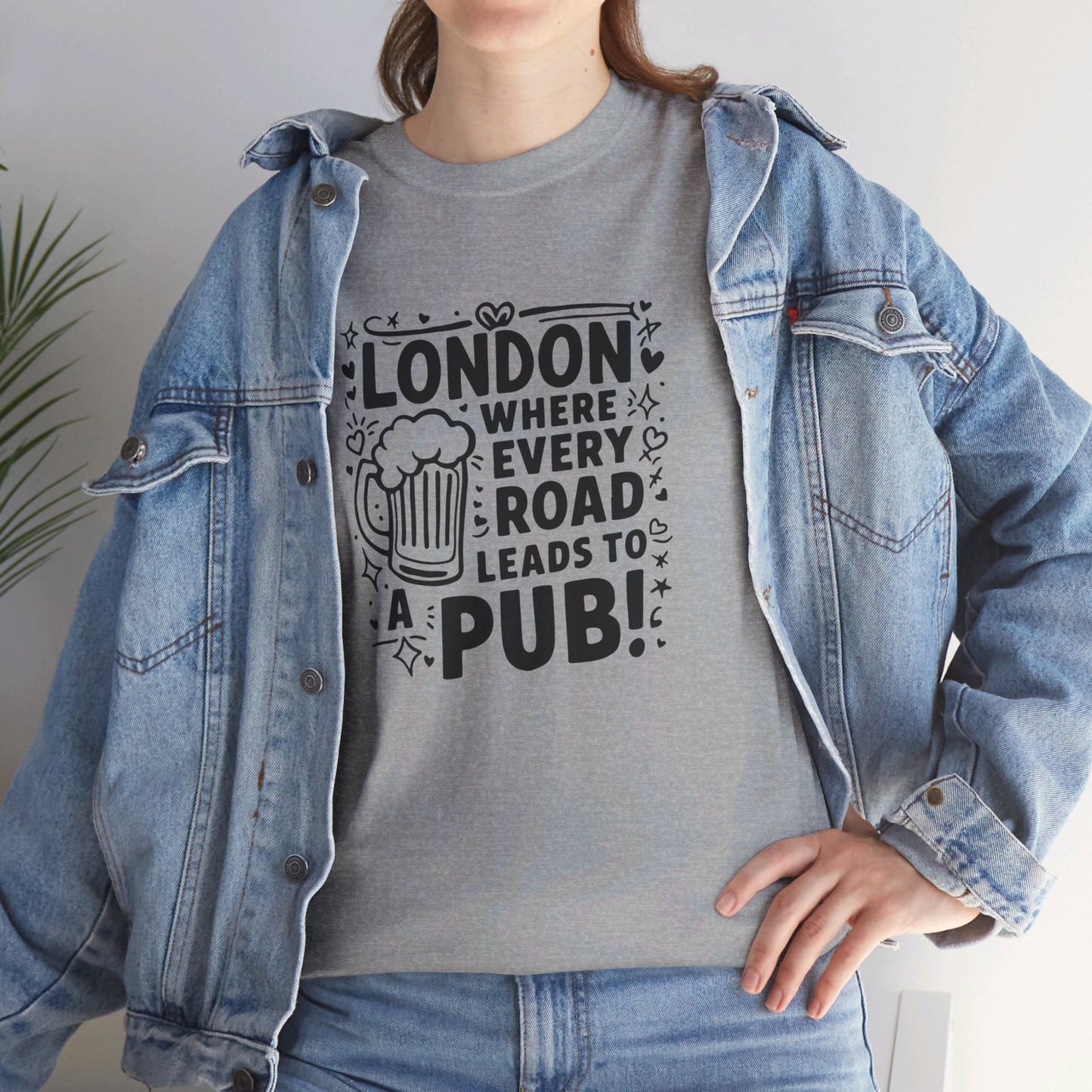 London Where Every Road Leads To Pub Soft-touch Unisex Heavy Cotton Tee