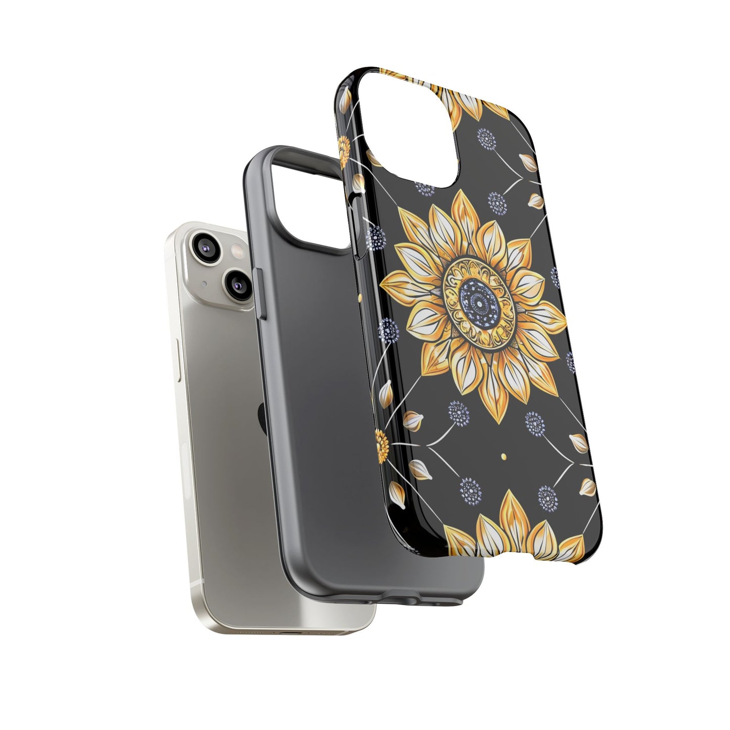 Floral Phone Case with Mandala Design, Tough Cases for iPhone & Samsung, Boho Style, Gift for Her, Unique Accessories