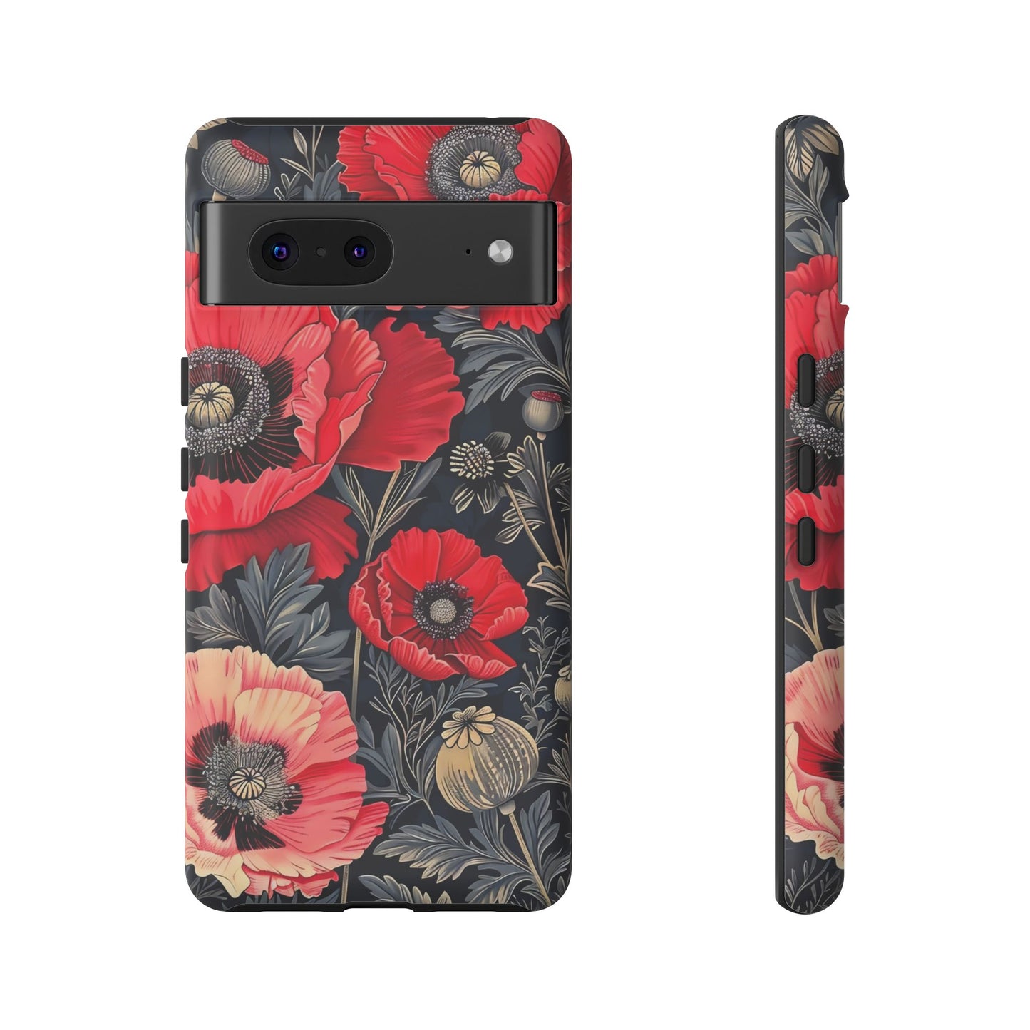 Floral Phone Case with Artistic Poppies, Tough Cases, Flower Design, Nature Lover Gift, Customizable Mobile Cover, Stylish Phone Accessories