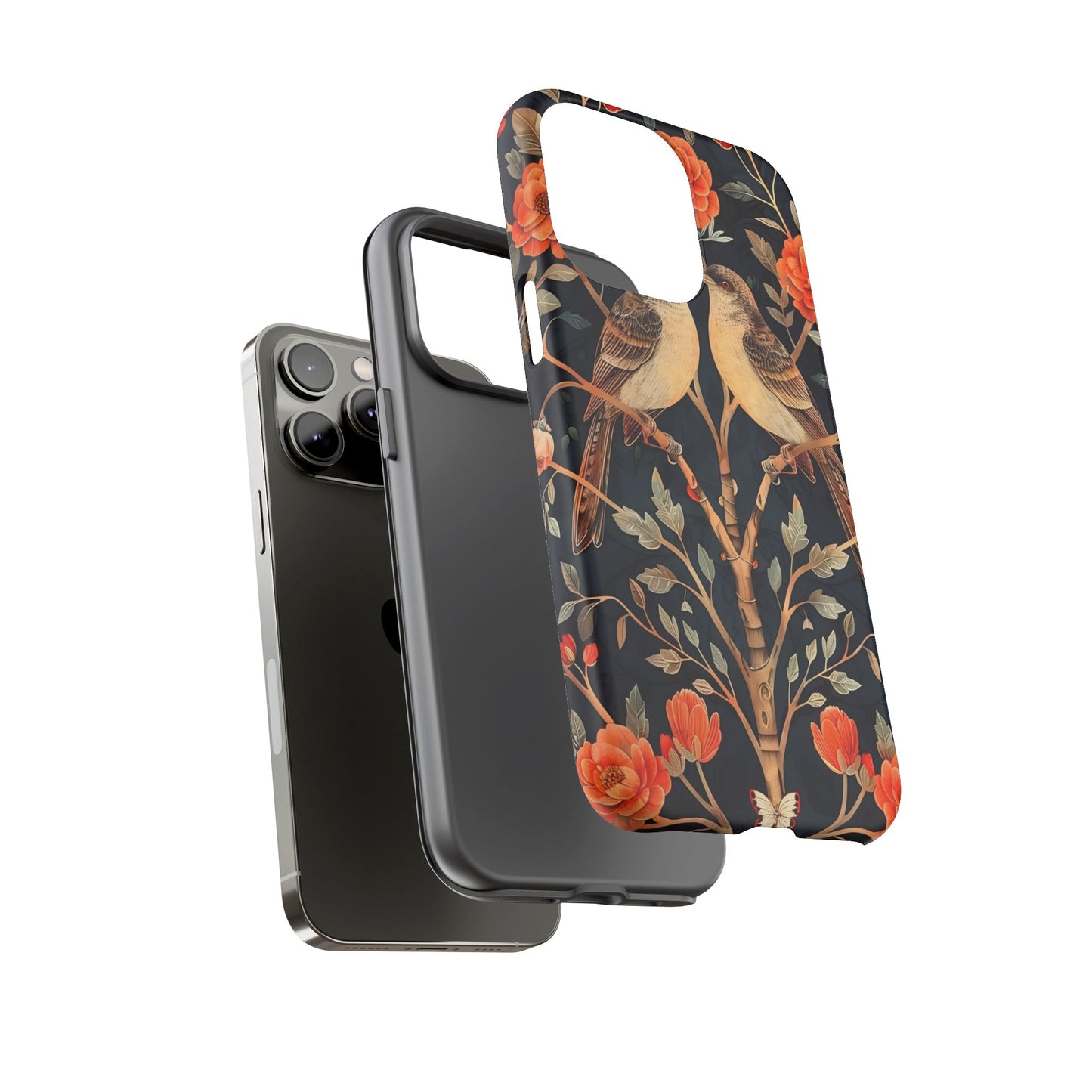Floral Phone Case – Tough Cases with Bird Design, Unique Gift for Nature Lovers, Stylish Tech Accessory, Phone Cover, Artistic Case