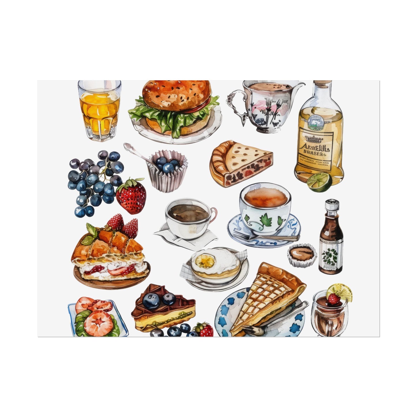 Foodie Wall Art Print, Kitchen Decor, Gourmet Food Poster, Culinary Art for Food Lovers, Cafe Aesthetic Home Decor