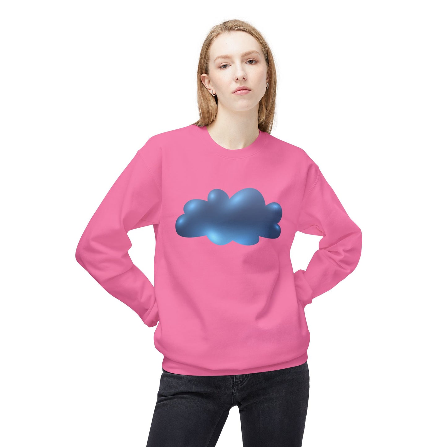 Unisex Midweight Softstyle Fleece Crewneck Sweatshirt - Serene Cloudscape - Dreamy Cloud Design