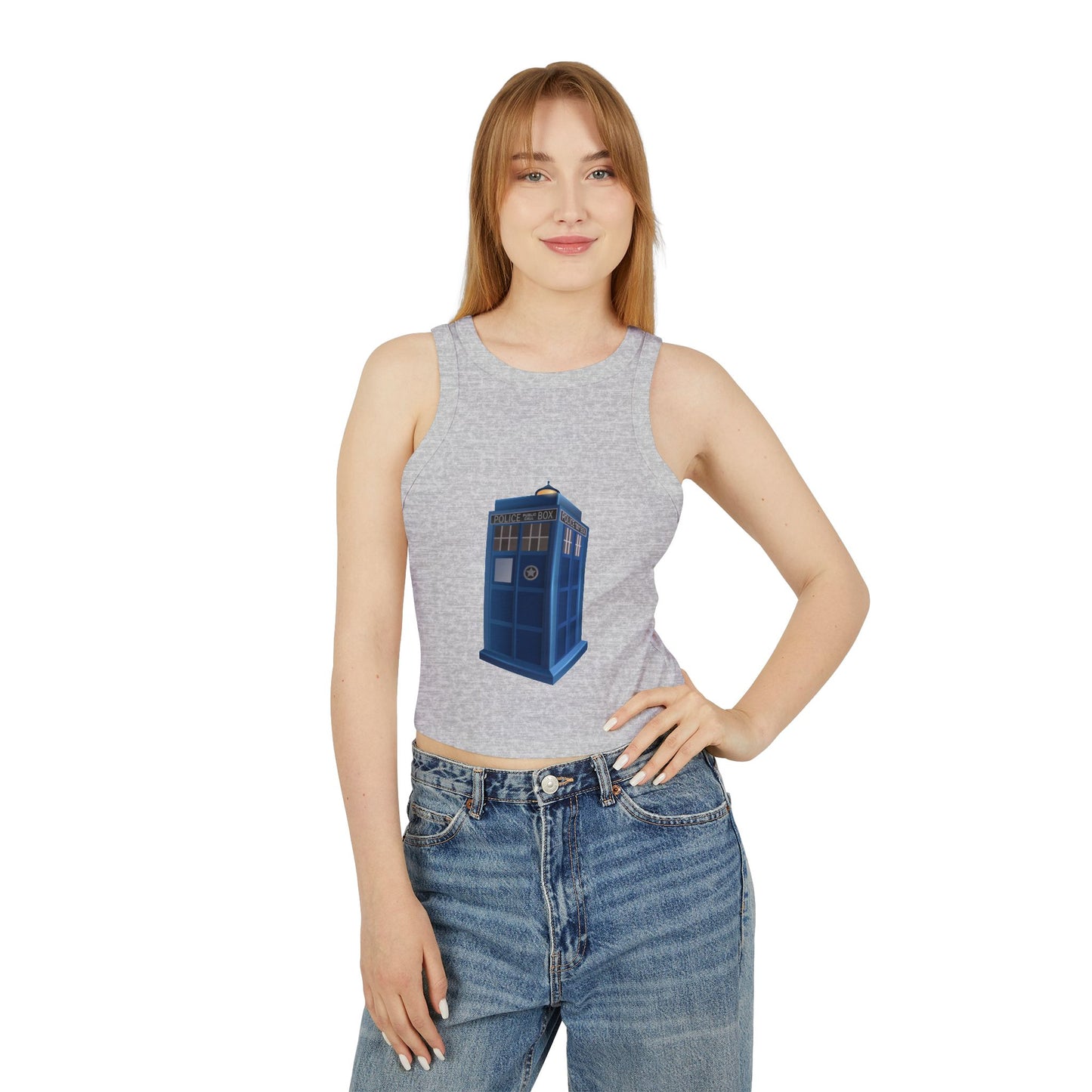 Women's Micro Rib Racer Tank Top - British Police Public Call Box - Iconic TARDIS Design
