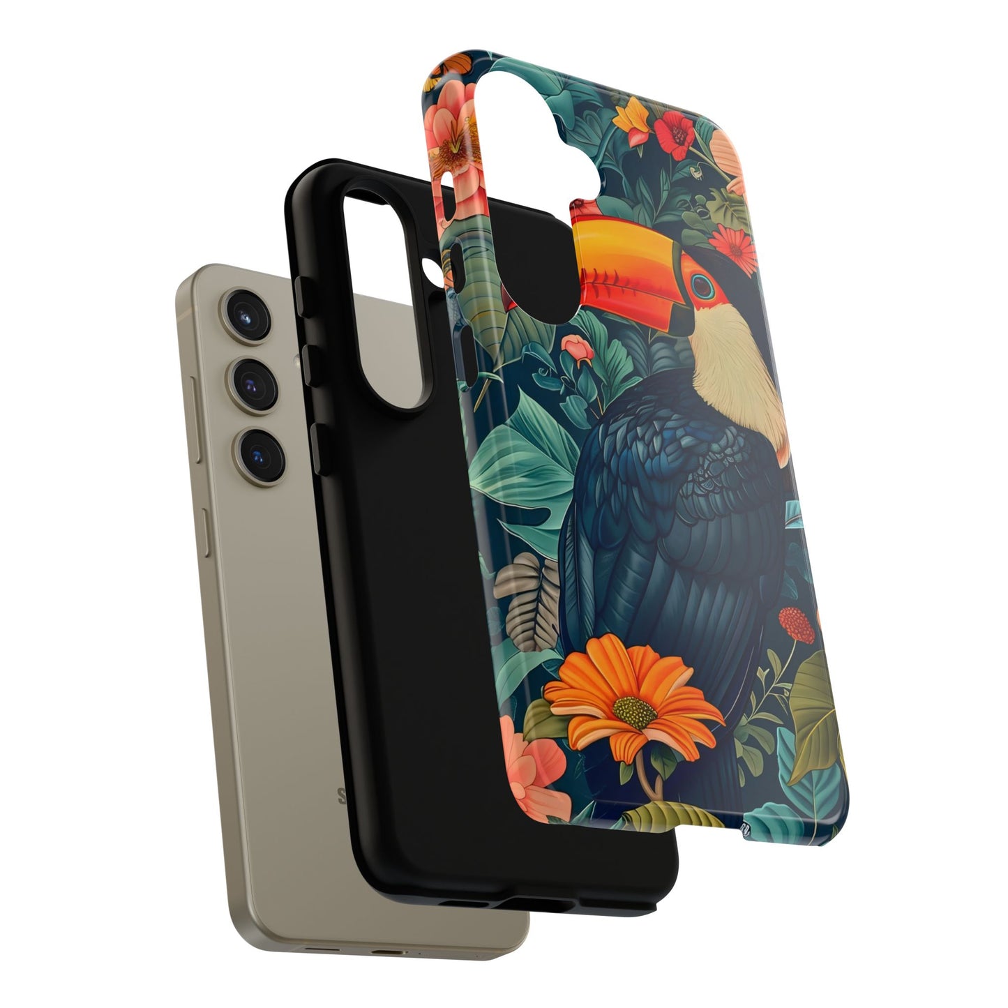 Tropical Toucan Phone Case - Cute Animal Design, Nature Lover Gift, Floral Pattern, Bird Lover Accessory, Summer Vibes