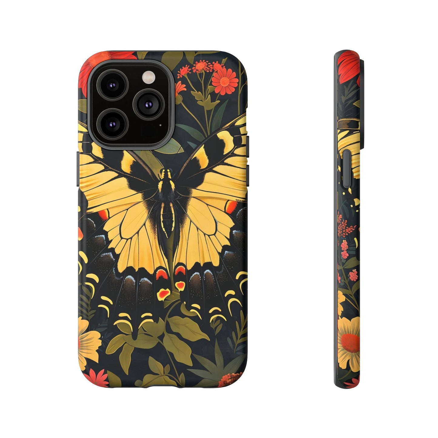 Butterfly Floral Phone Case, Tough Cases with Vibrant Design, Protective Cover for Nature Lovers, Gift for Her
