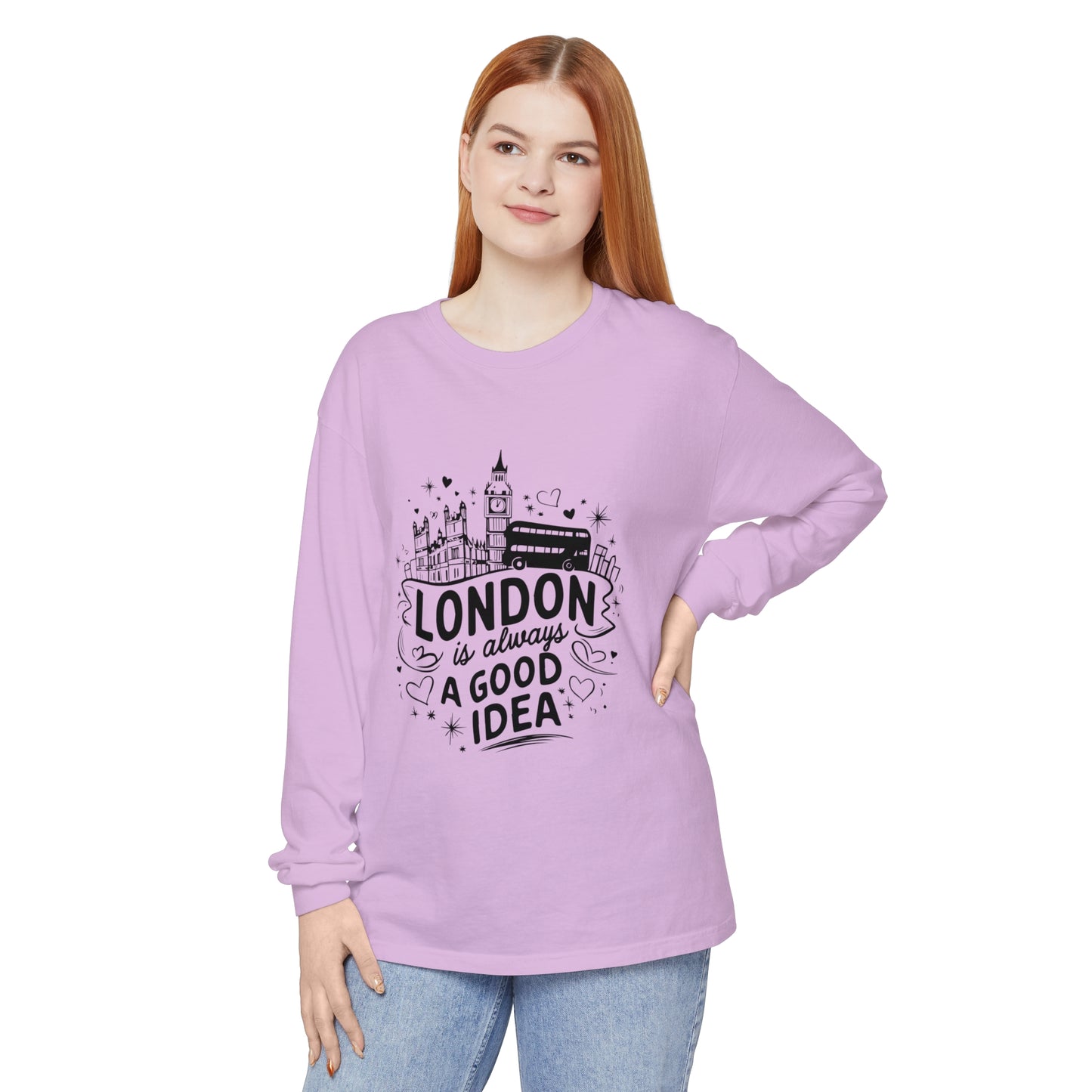 Unisex Garment-dyed Long Sleeve T-Shirt - London is always a good idea
