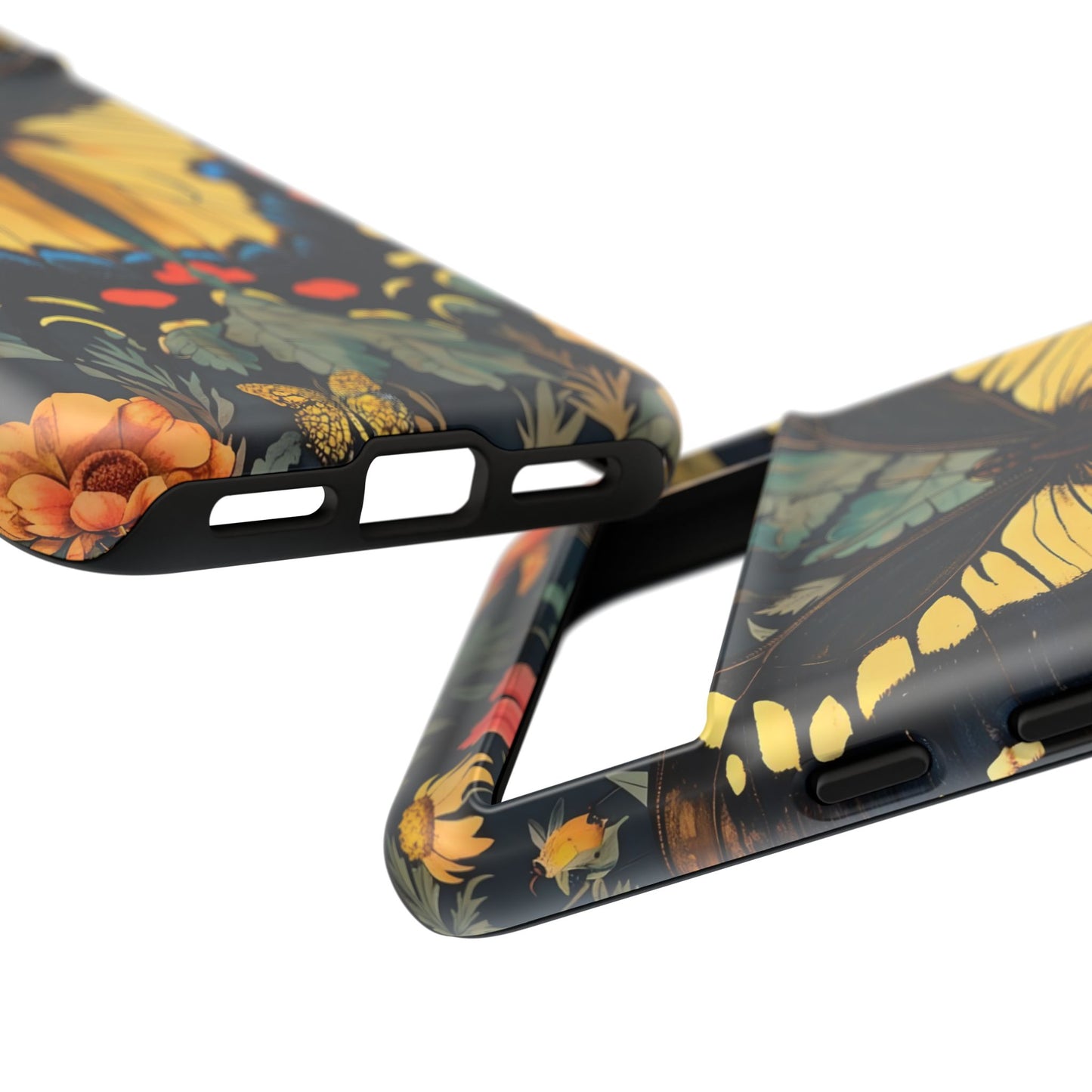 Butterfly Floral Phone Case, Art-inspire Tough Case, Gift for Nature Lovers, Butterfly Pattern Cover, Eco-Friendly Mobile Accessory