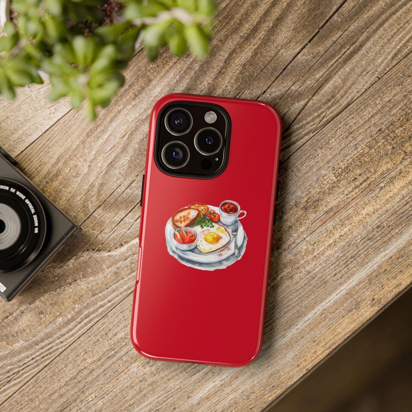 Breakfast-Inspired Phone Case, Tough Phone Covers, Foodie Gifts, Unique Accessories, Cute Kitchen Decor, Red Phone Case