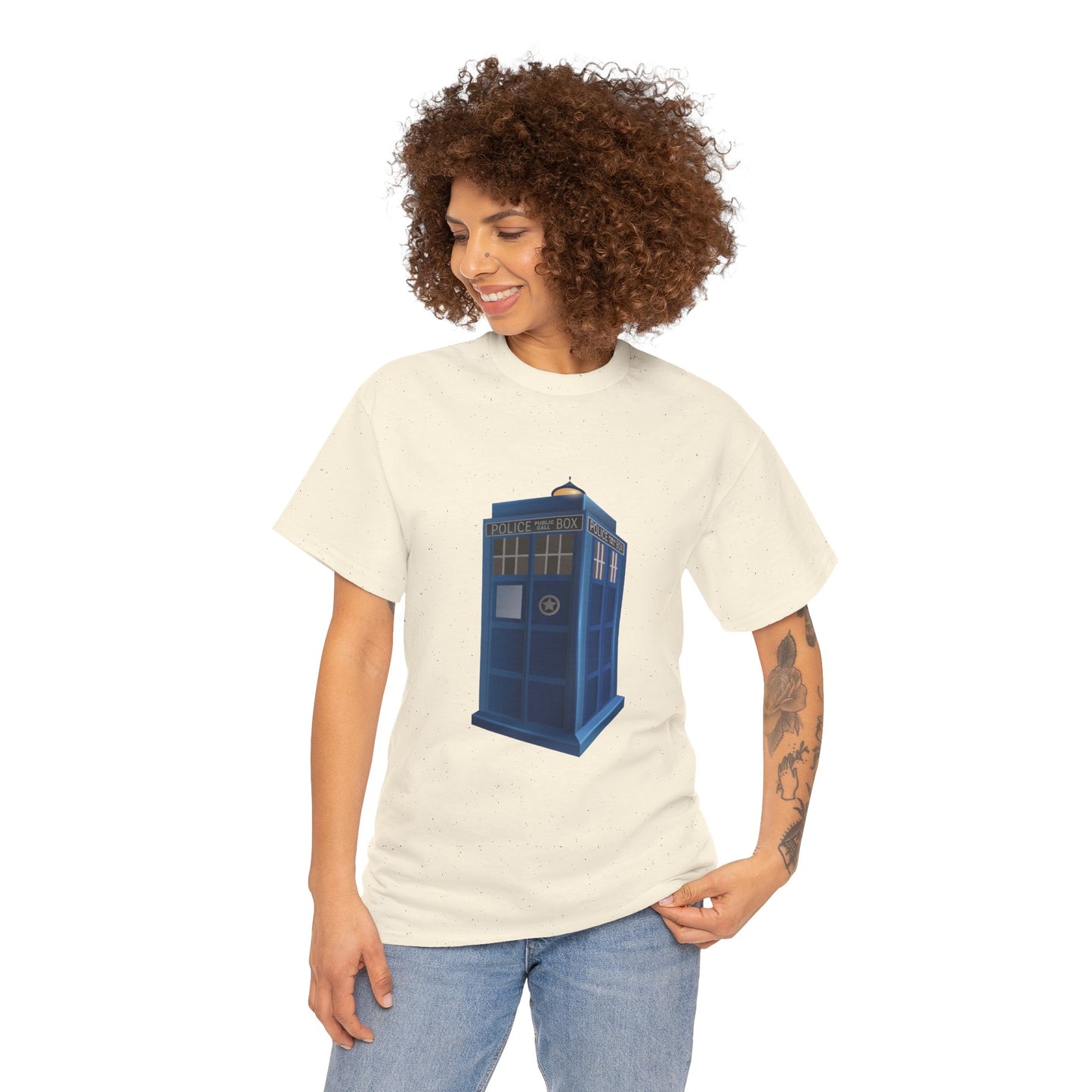 Unisex Heavy Cotton Tee - British Police Public Call Box - Iconic TARDIS