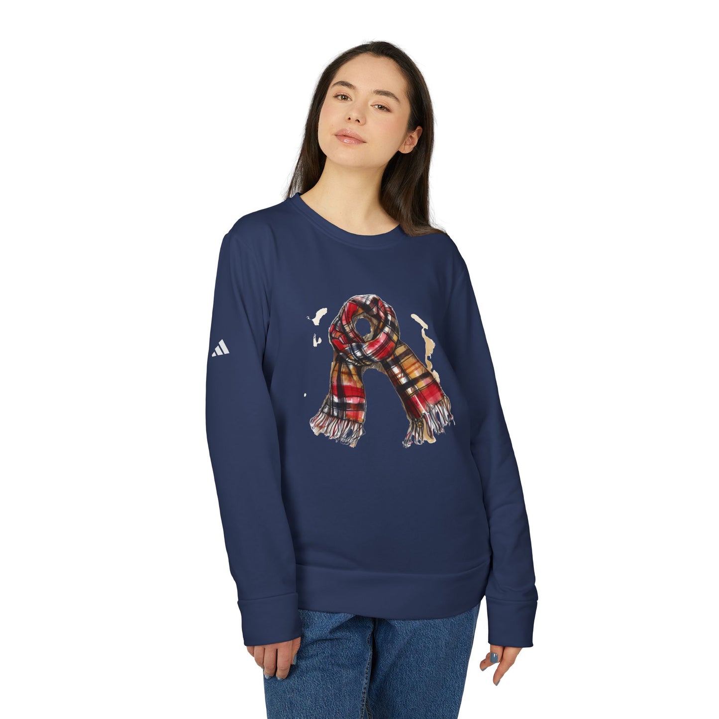 Adidas Unisex Fleece Crewneck Sweatshirt - Cozy Scarf Design