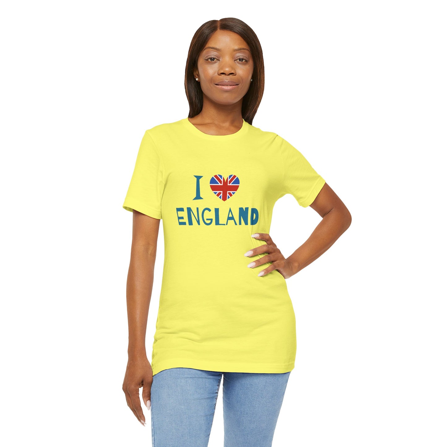 Unisex Jersey Short Sleeve Tee - I Love England - Union Jack Heart Design