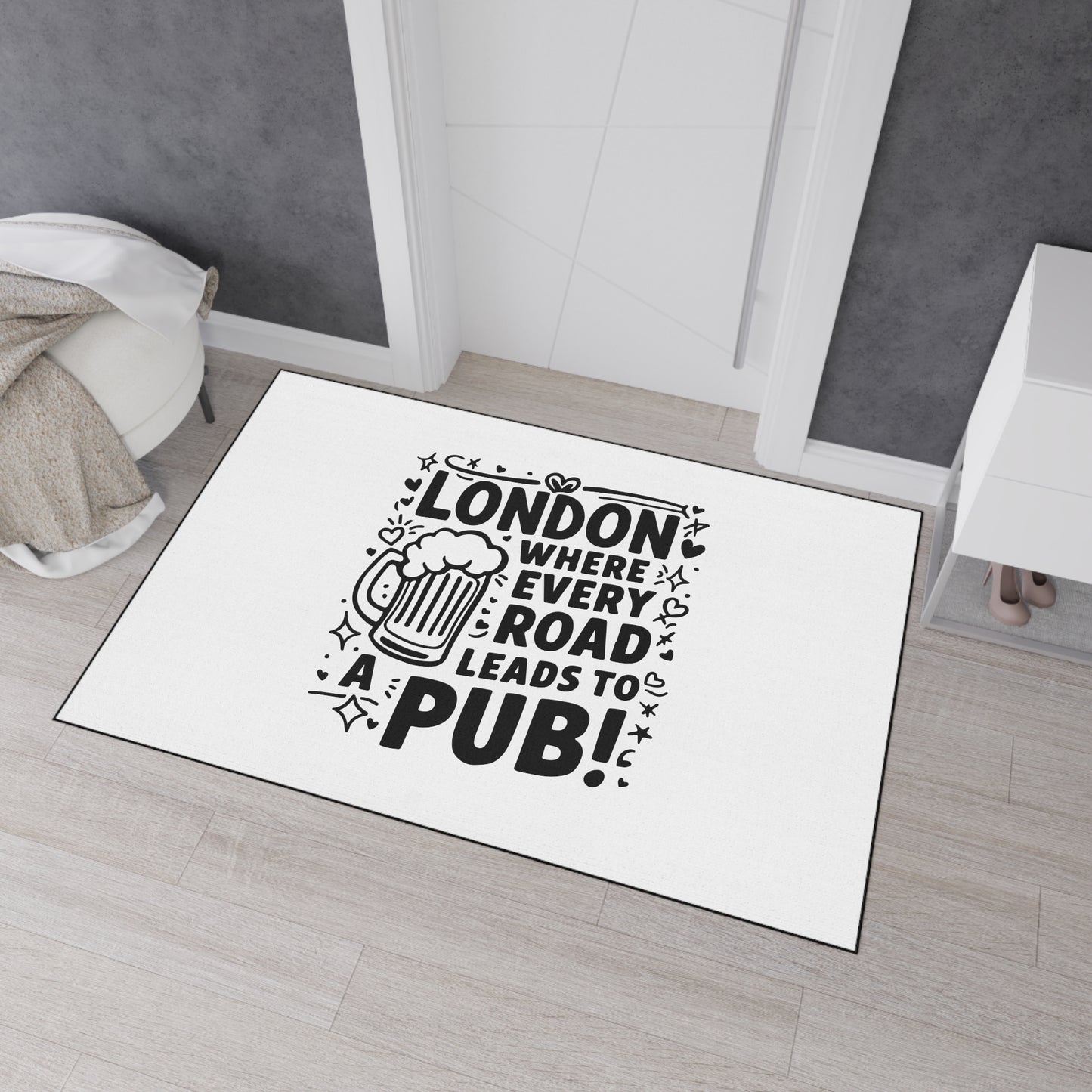 London Pub Themed Heavy Duty Floor Mat | Ideal for Home Bars, Man Caves, Kitchen or Entryway Decor, Pub Lover Gift, Housewarming