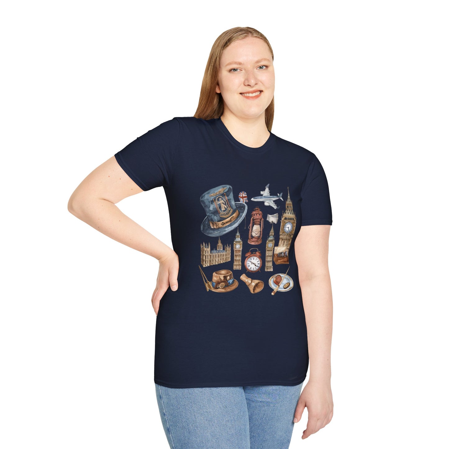 Unisex Softstyle T-Shirt - Icons of England - From Big Ben to Red Buses