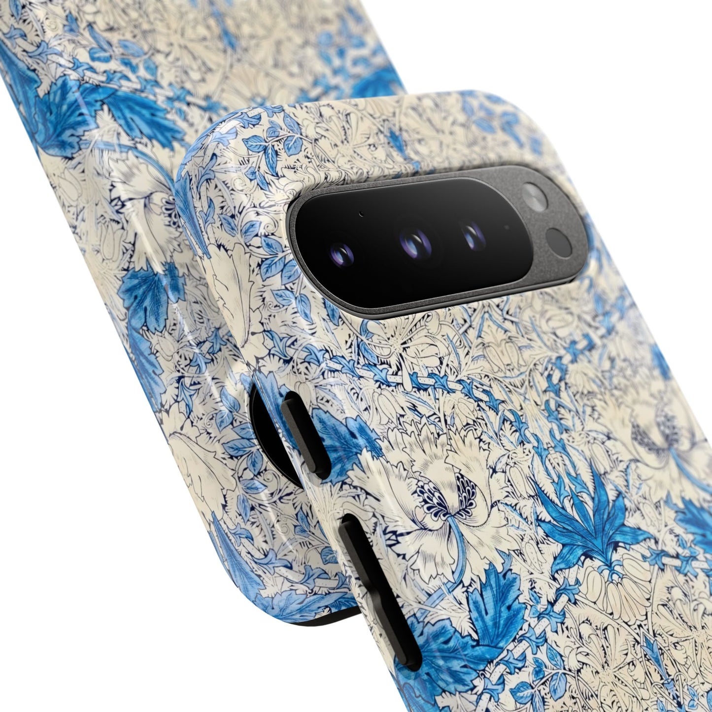 Elegant Floral Phone Case, Tough iPhone Cover, Stylish Mobile Protector, Blue Patterned Case, Unique Gift for Her