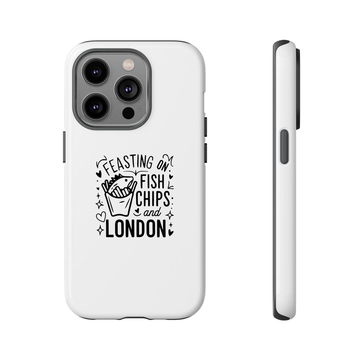 London Fish & Chips Phone Case, Tough Cases with Fun Design for Food Lovers, Unique Gift for Travelers, Cell Phone Accessories