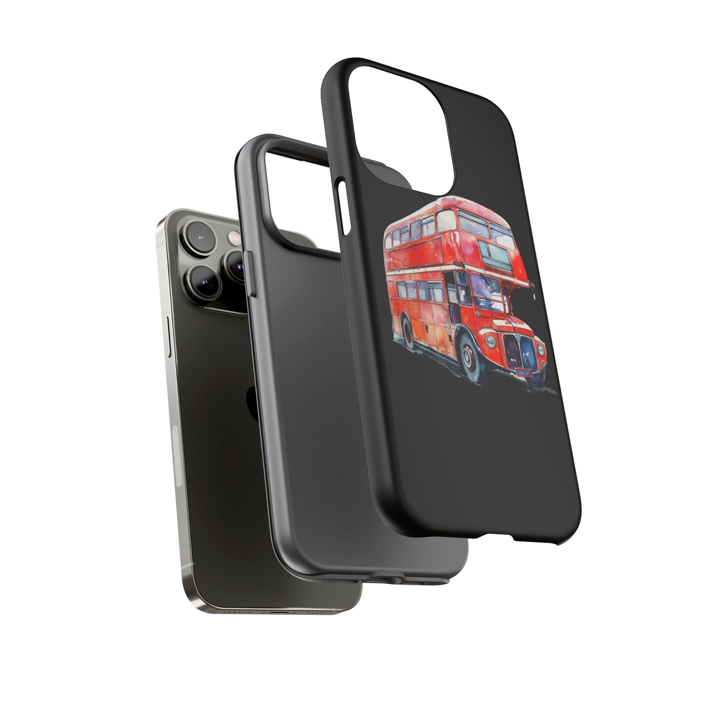 London Bus Phone Case, Tough iPhone Cover, Unique Gift for Travelers, Vintage Style Accessories, Holiday Present Idea
