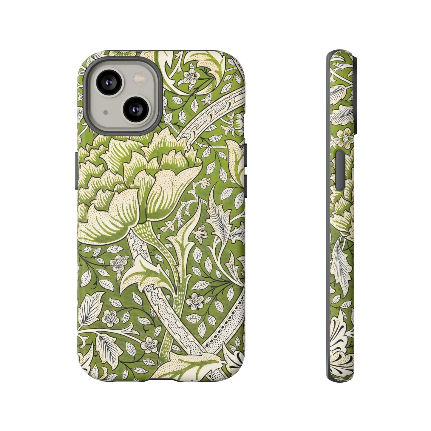 Stylish Phone Case with Floral Design, Durable Protective Cover for iPhone, Unique Gift for Birthdays, Mother's Day, Green Aesthetic