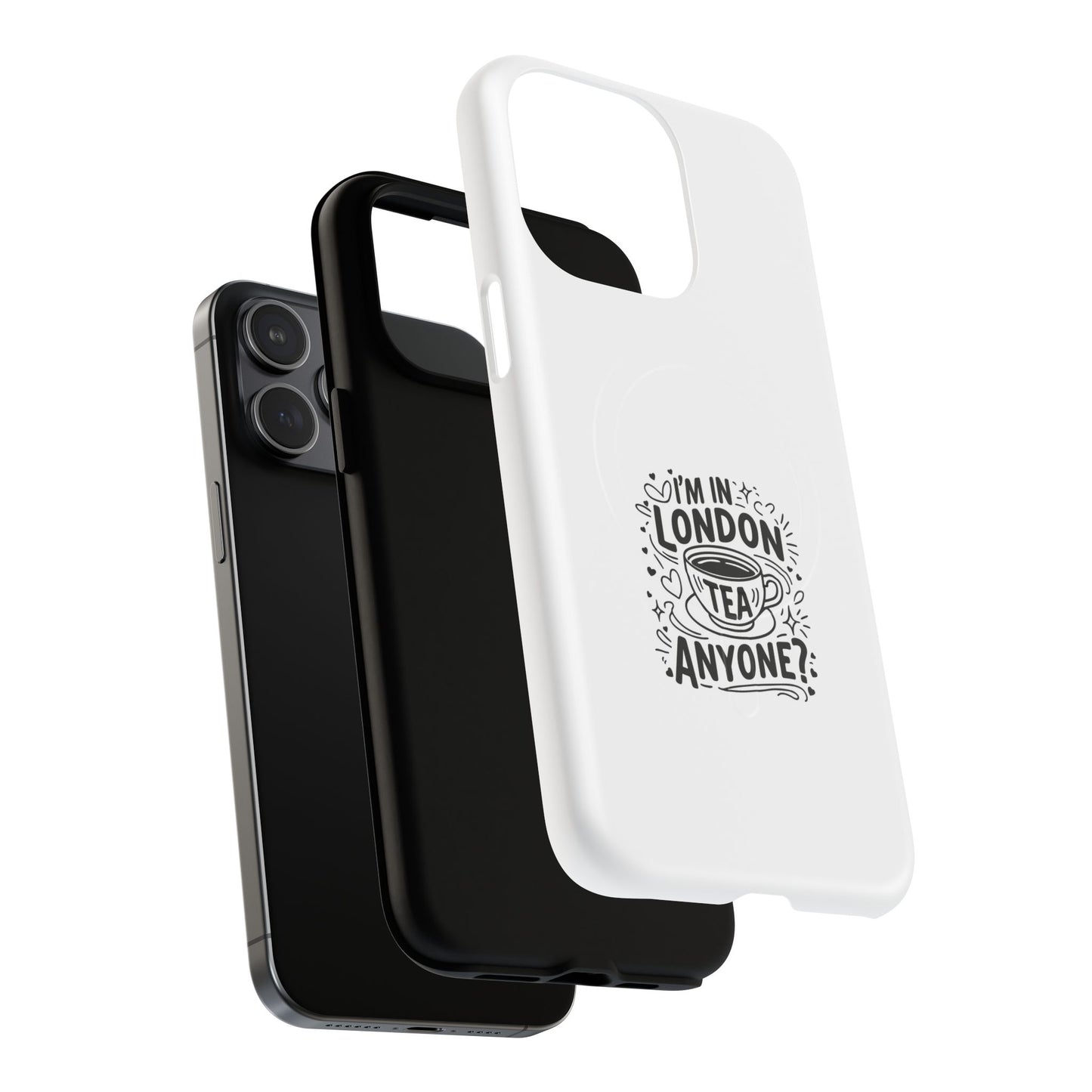 Magnetic Phone Case with London Tea Design, Tough Mobile Cover, Gift for Tea Lovers, Travel Accessory, Unique Phone Protector