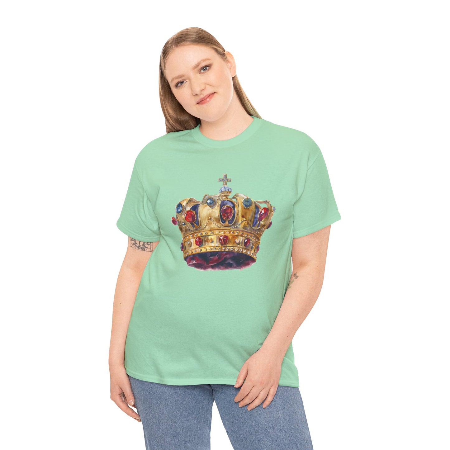 Unisex Heavy Cotton Tee - British Royal Crown Design - Iconic Symbol of Monarchy