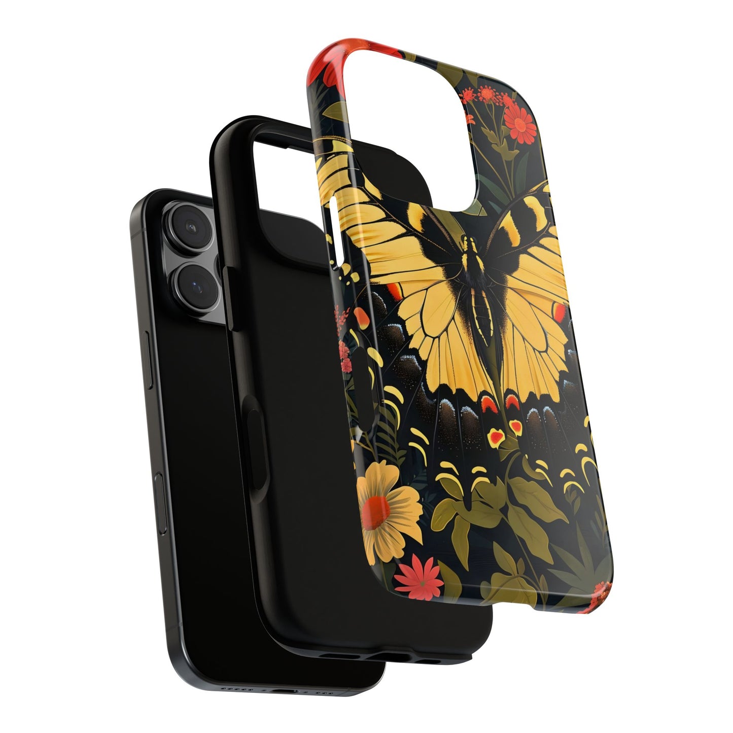 Butterfly Floral Phone Case, Tough Cases with Vibrant Design, Protective Cover for Nature Lovers, Gift for Her