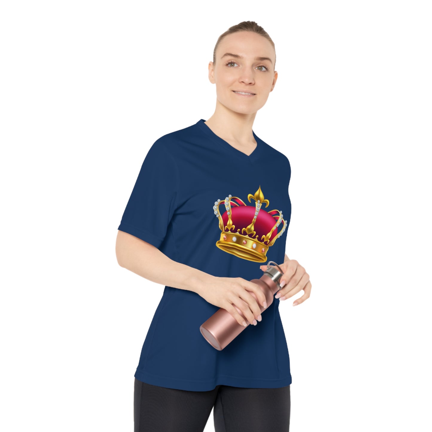 Women's Performance V-Neck T-Shirt - Elegant British Royal Crown