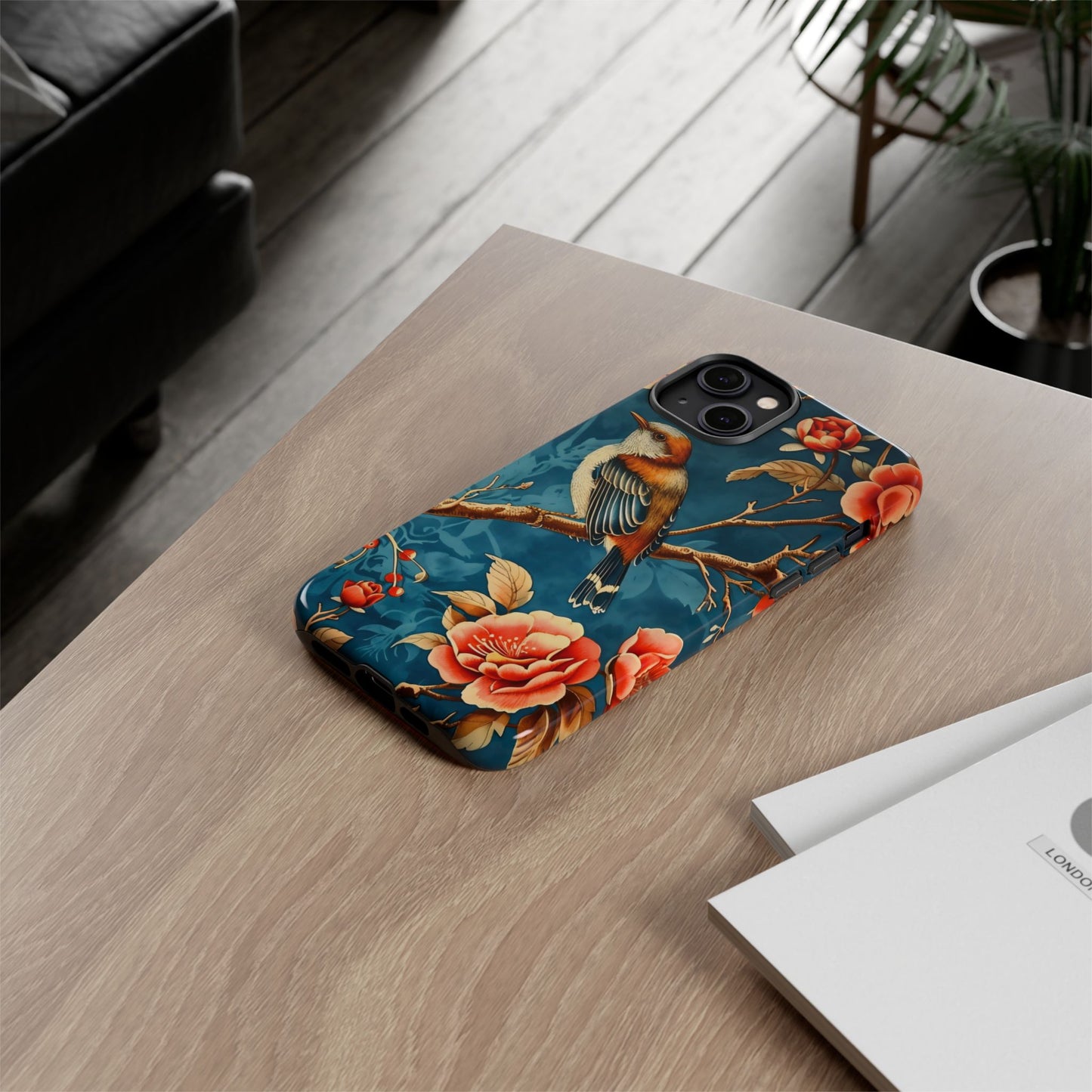 Bird & Floral Phone Case, Tough Cases for Nature Lovers, Gift for Her, Customizable Design, Vibrant Tech Accessories