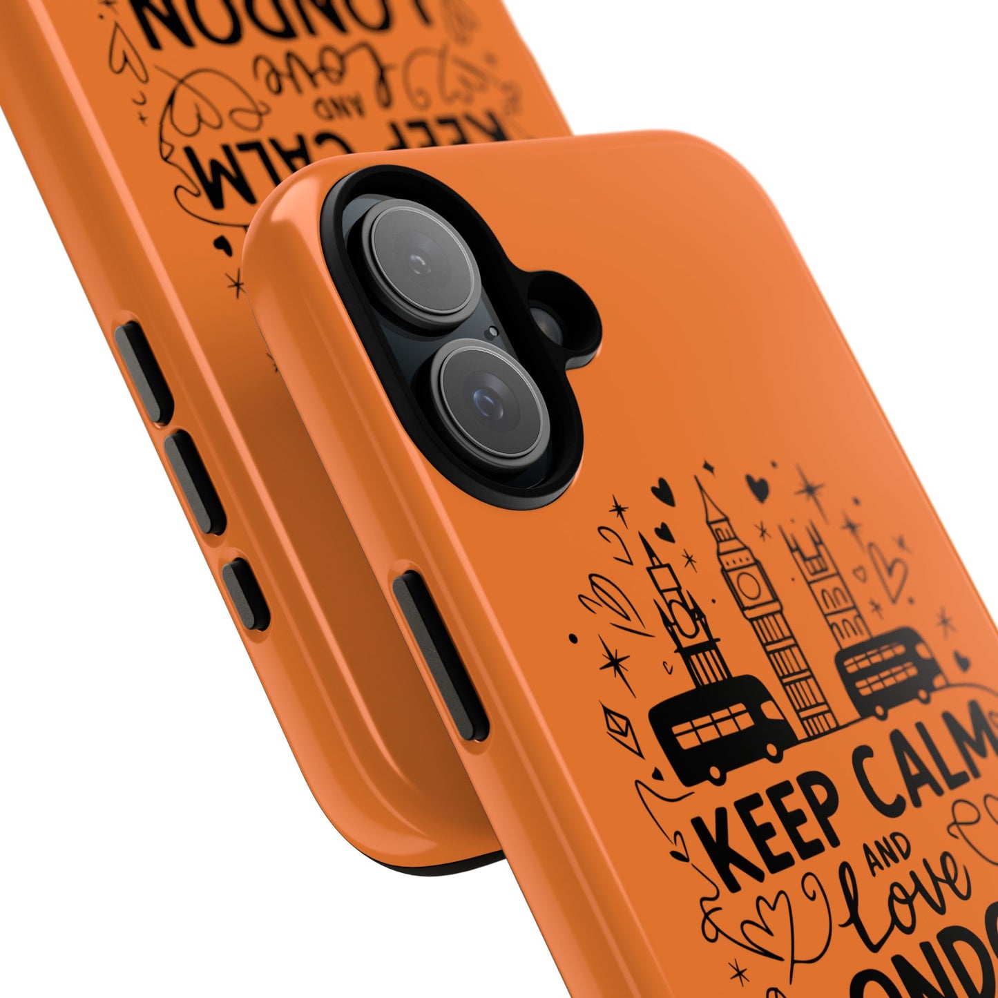 London-Themed Phone Case: Keep Calm and Love London, UK Souvenir, Travel Gift, City Lover, Smartphone Accessories, Orange Design