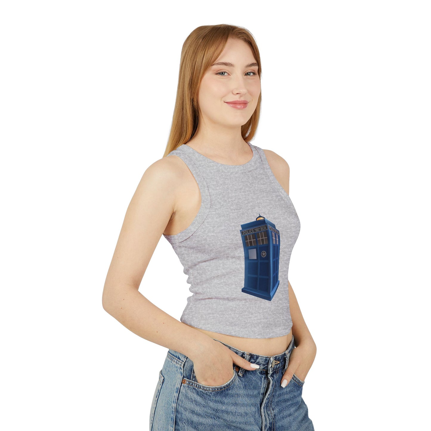 Women's Micro Rib Racer Tank Top - British Police Public Call Box - Iconic TARDIS Design