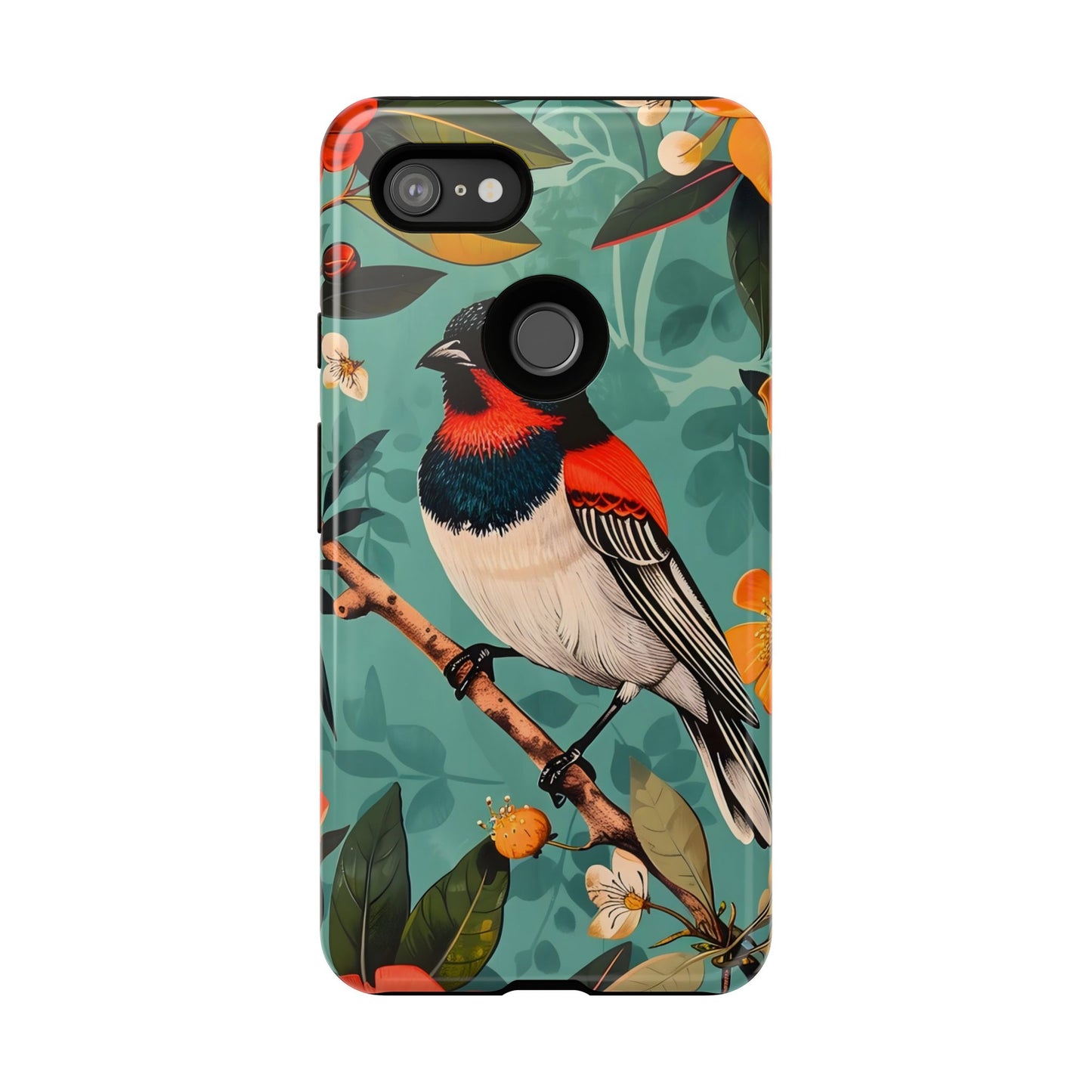 Tough Cases - Floral Bird Phone Case, Colorful Phone Cover, Nature Lover's Gift, Stylish Phone Accessory, Unique Gift Idea
