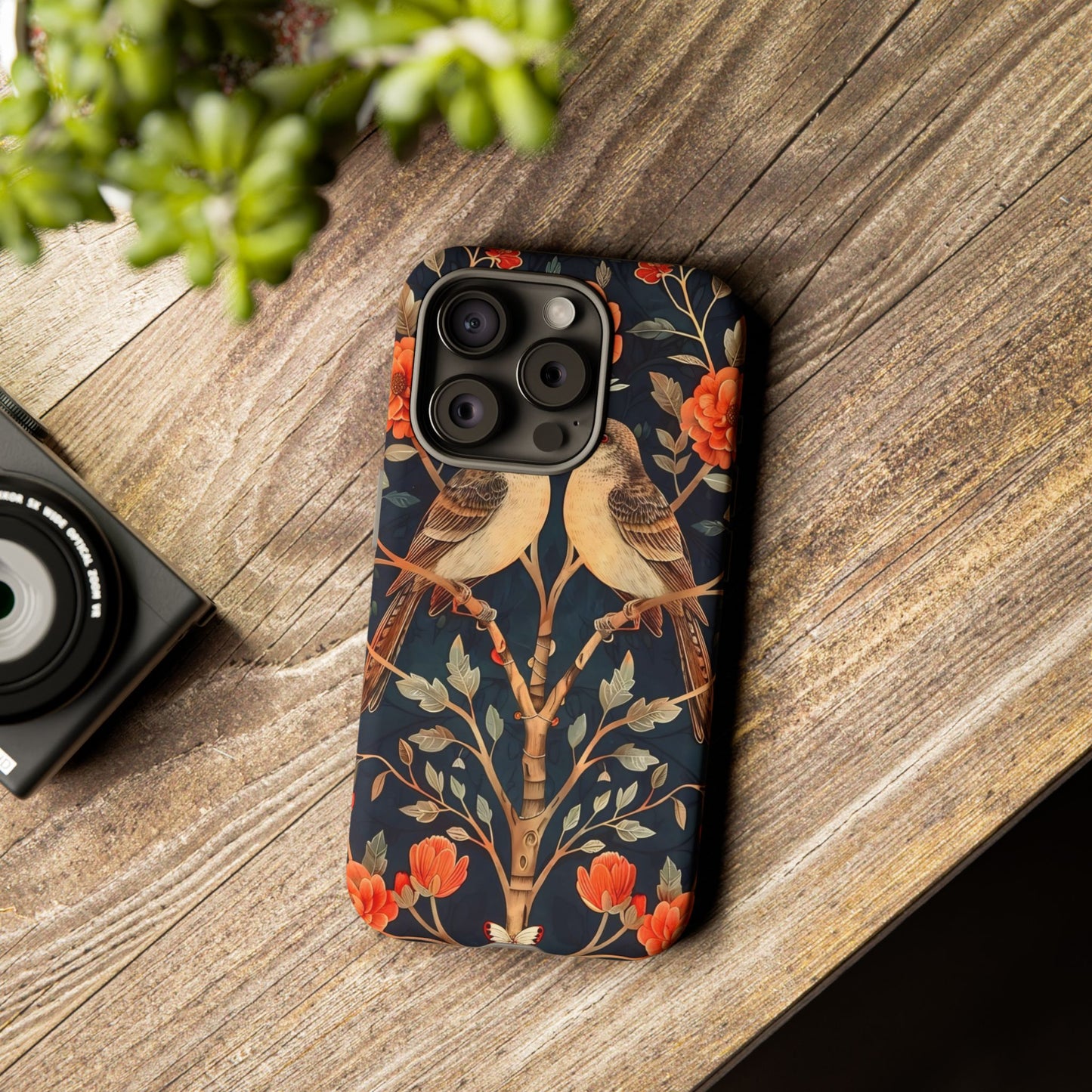 Floral Phone Case – Tough Cases with Bird Design, Unique Gift for Nature Lovers, Stylish Tech Accessory, Phone Cover, Artistic Case
