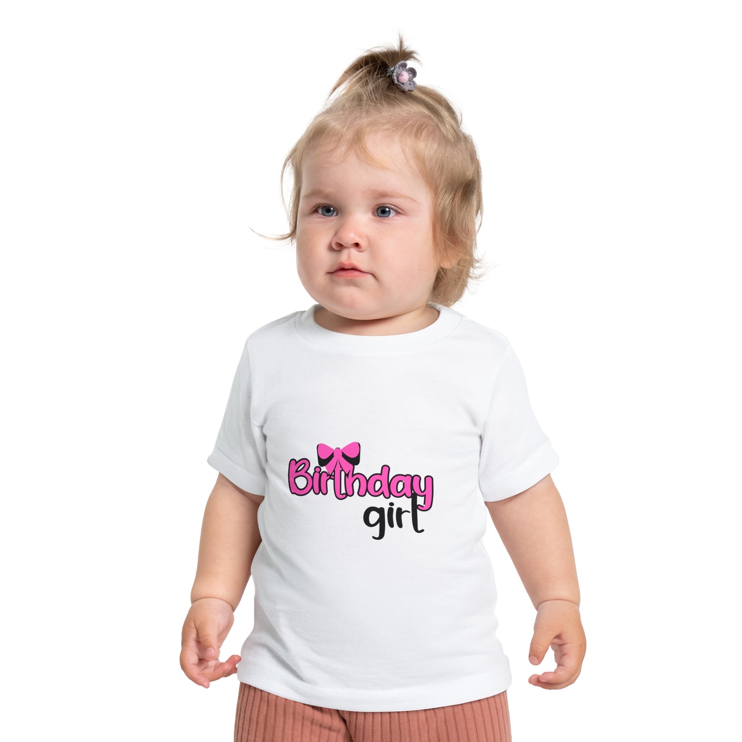 Birthday Girl Baby T-Shirt with Pink Bow Design