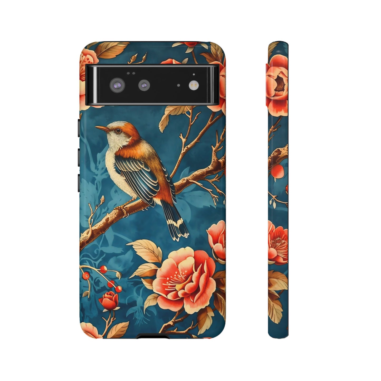 Bird & Floral Phone Case, Tough Cases for Nature Lovers, Gift for Her, Customizable Design, Vibrant Tech Accessories