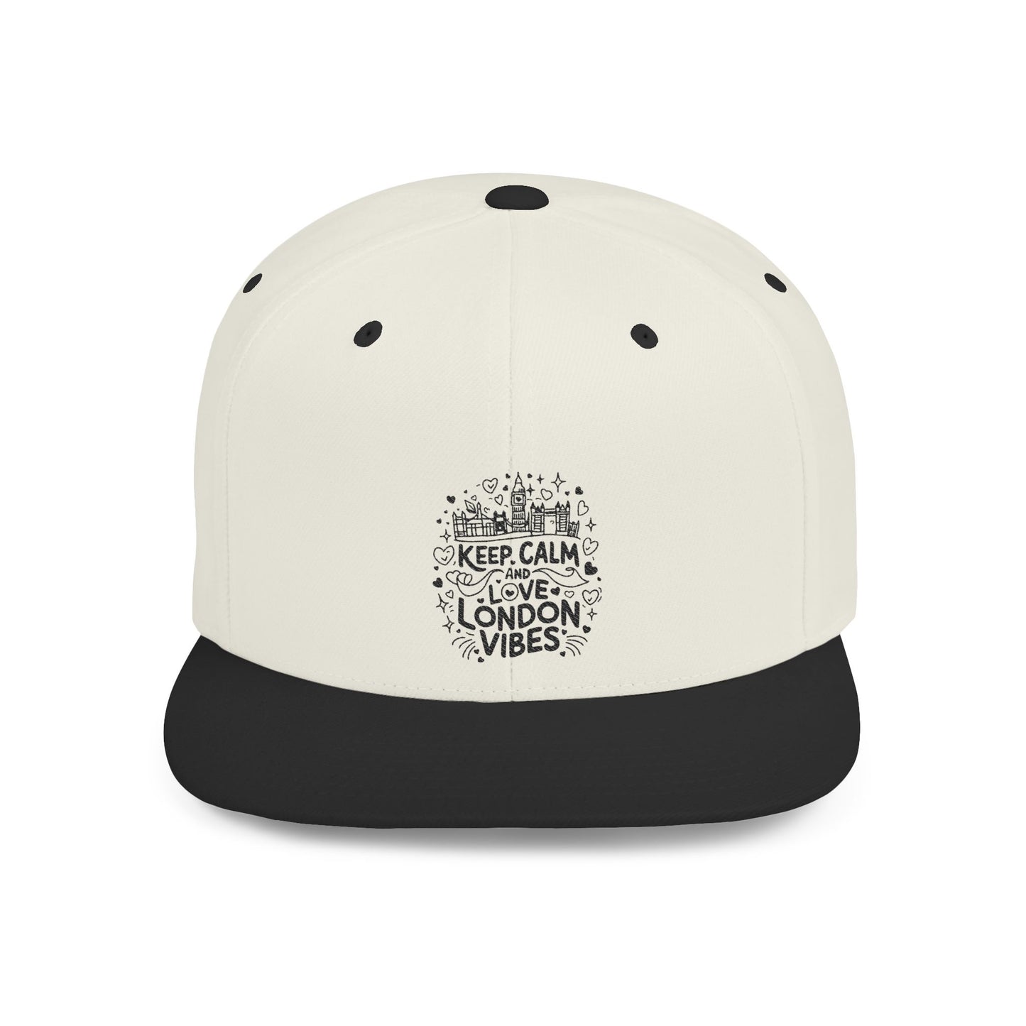 Chic Flat Bill Snapback Hat, Trendy Cap for Everyday Wear, Unique Gift for Birthdays, Fashion Accessory for Summer, Keep Calm London Vibes