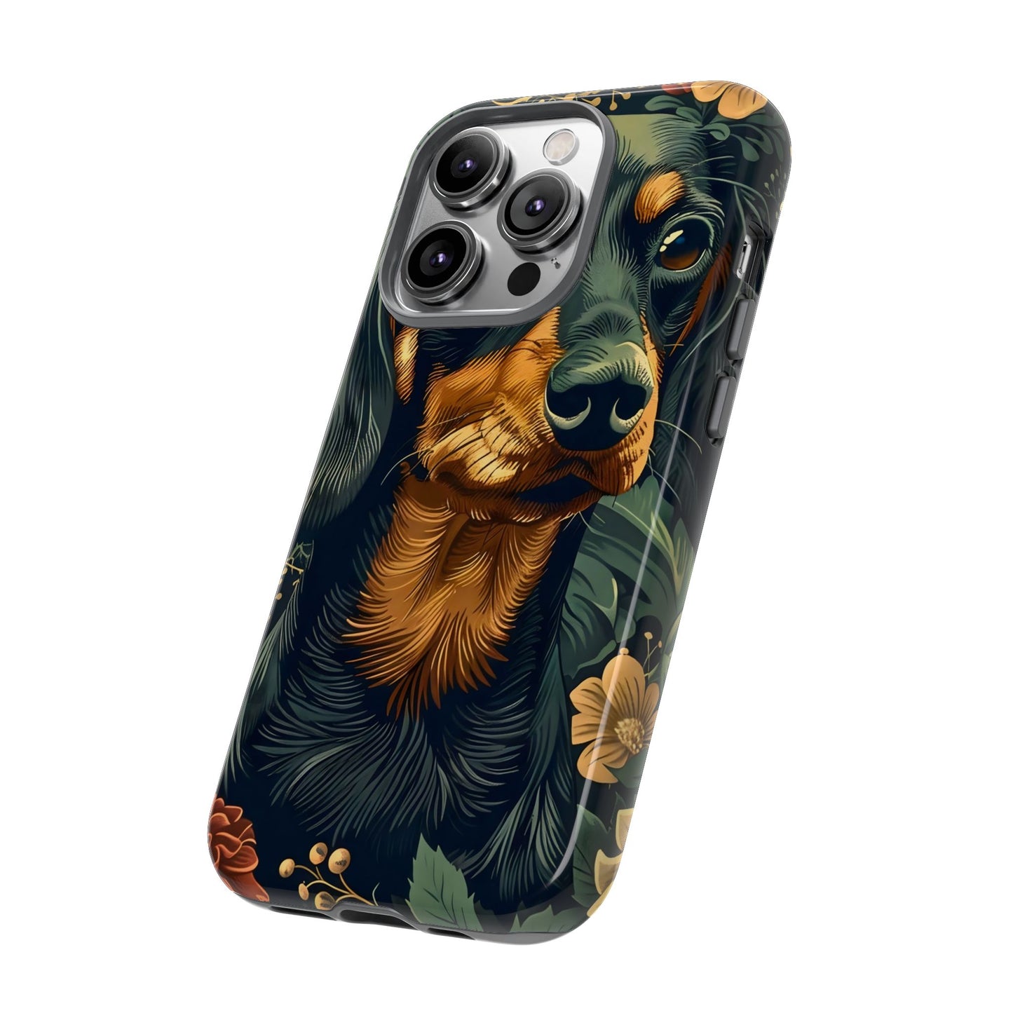 Dachshund Phone Case, Floral Pet Phone Cover, Dog Lover Gift, Tough Phone Case, Custom Dachshund Design, Unique Dog Owner Accessory