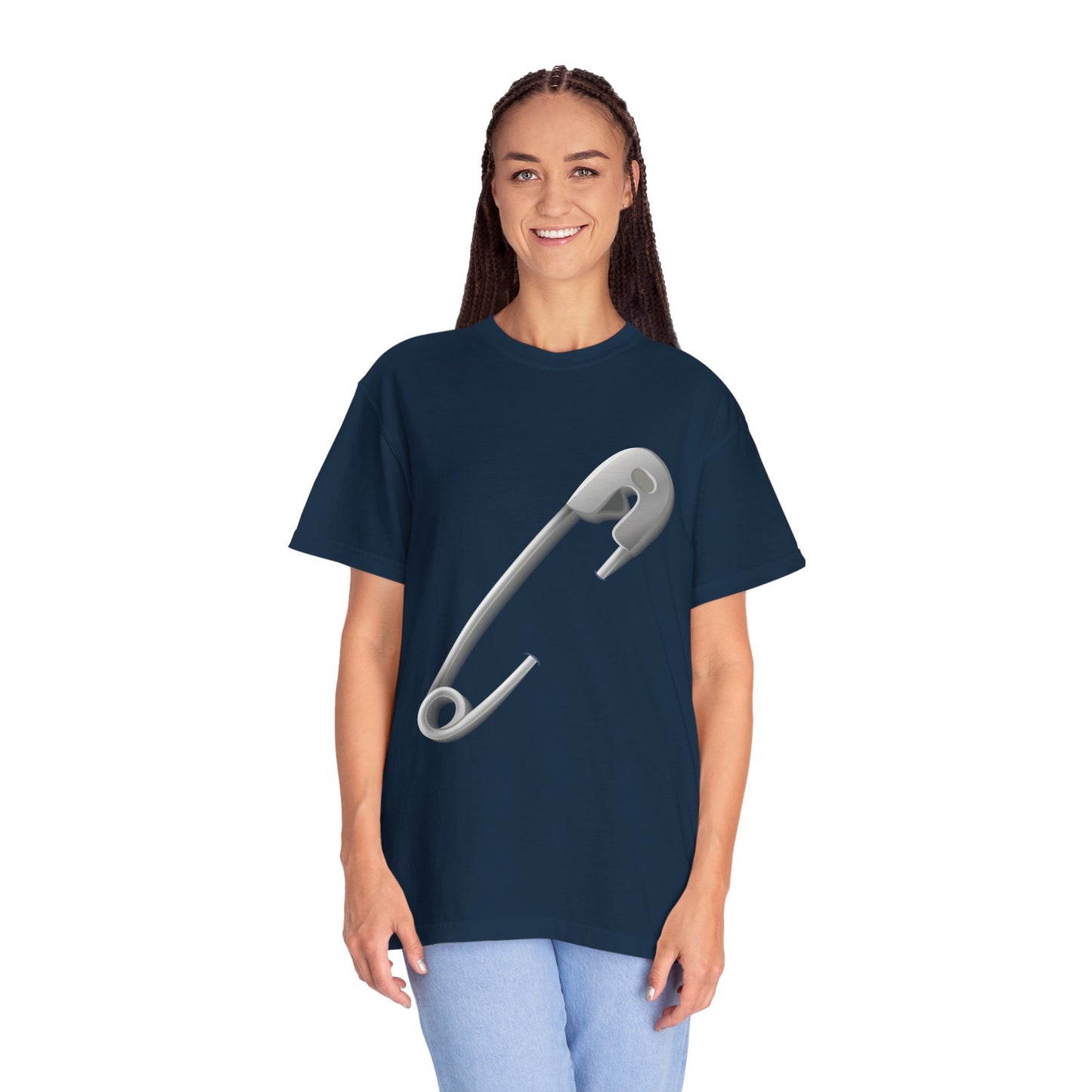 Unisex Garment-Dyed T-shirt - Minimalist Safety Pin Design