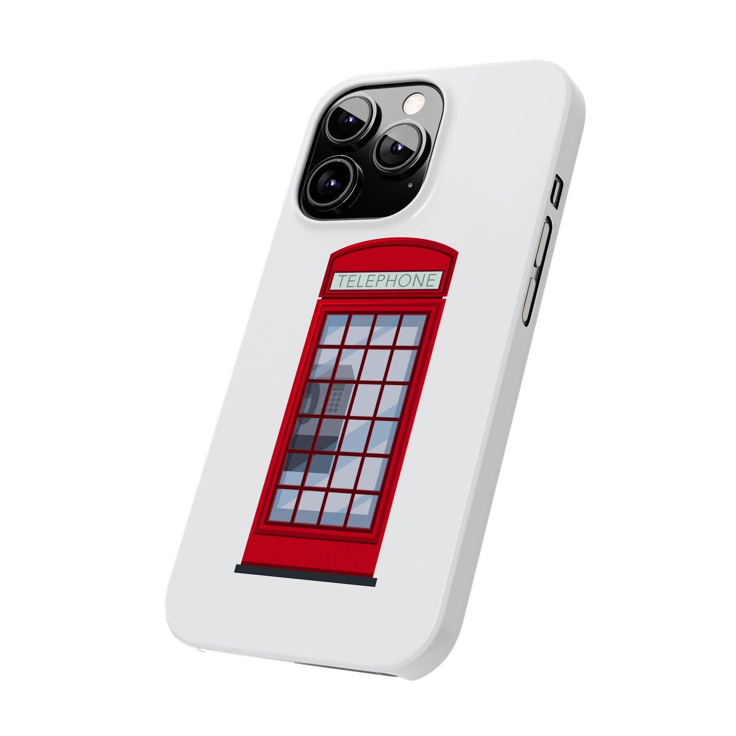 British Phone Booth Slim Phone Cases, Retro Phone Case for Travelers, Cool Cellphone Accessory, Gift for Brits, London Theme Tech Gear