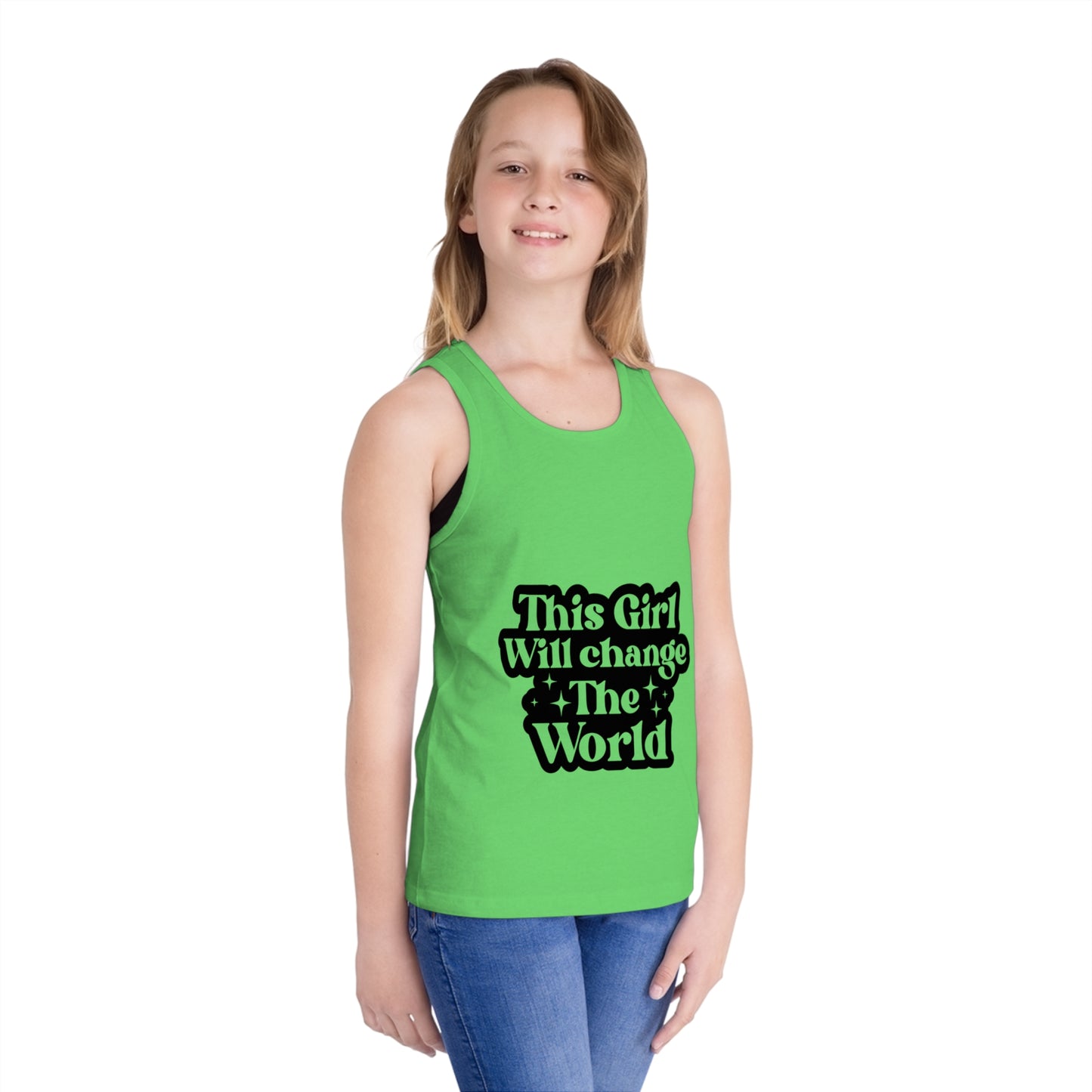 Empowering Kid's Jersey Tank Top - "This Girl Will Change The World"