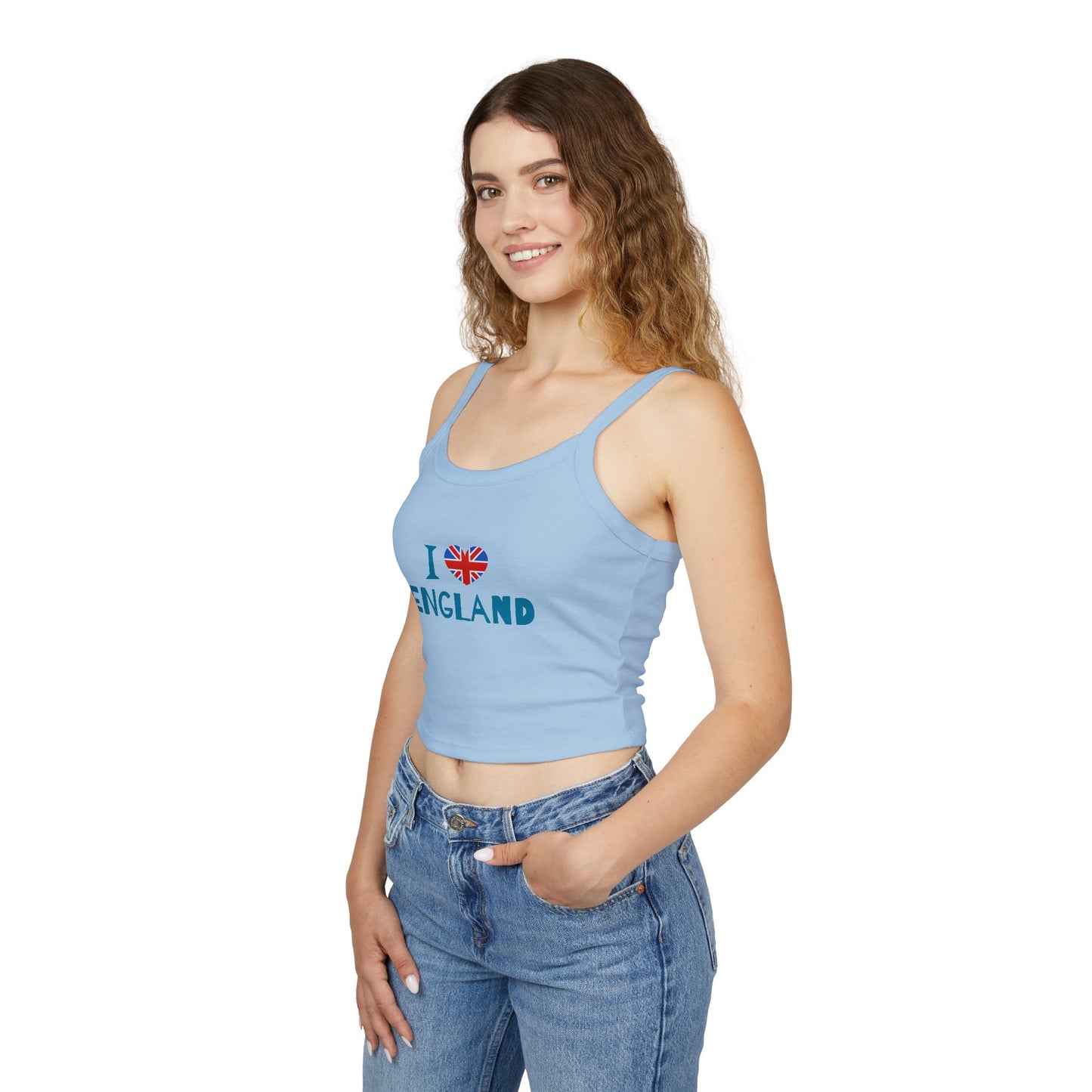 Women's Spaghetti Strap Tank Top - I Love England - Union Jack Heart Design