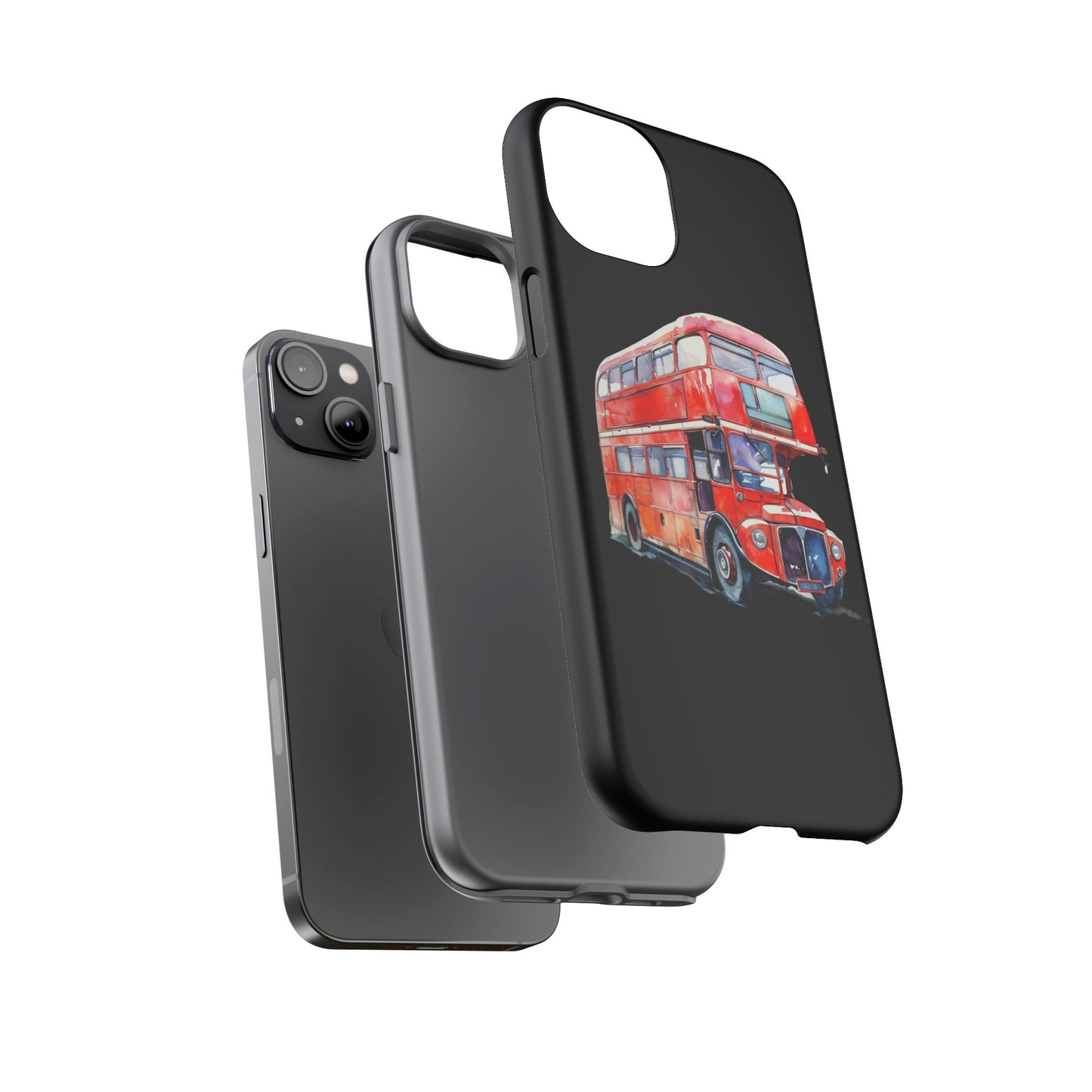 London Bus Phone Case, Tough iPhone Cover, Unique Gift for Travelers, Vintage Style Accessories, Holiday Present Idea