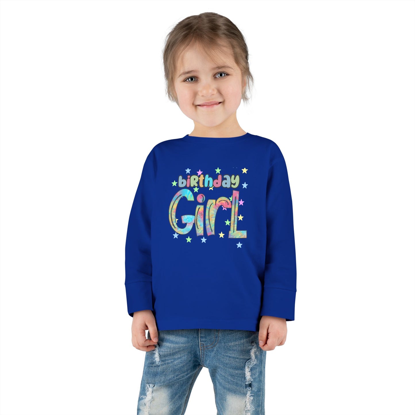 Toddler Birthday Girl Long Sleeve Tee - Fun & Colorful Celebration Top