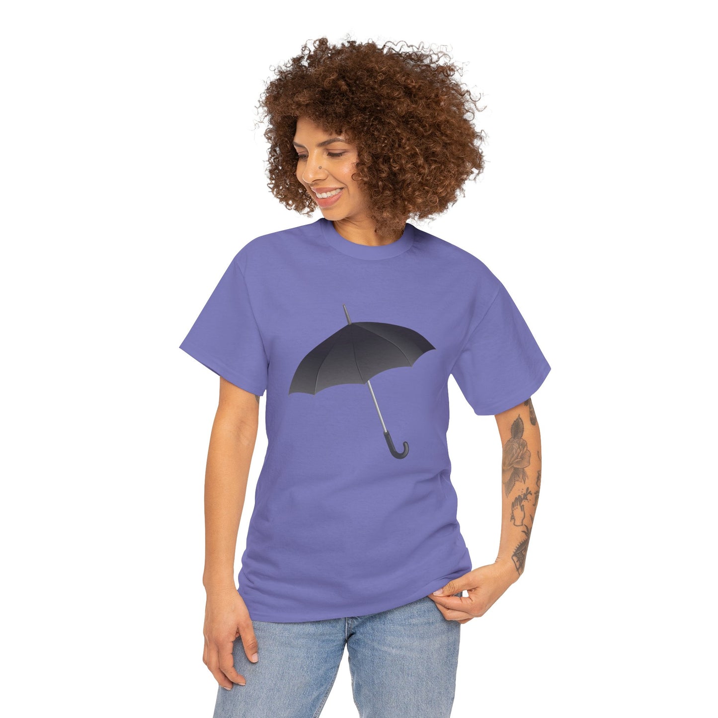 Unisex Heavy Cotton Tee - Regal Royal Umbrella - Elegant and Majestic