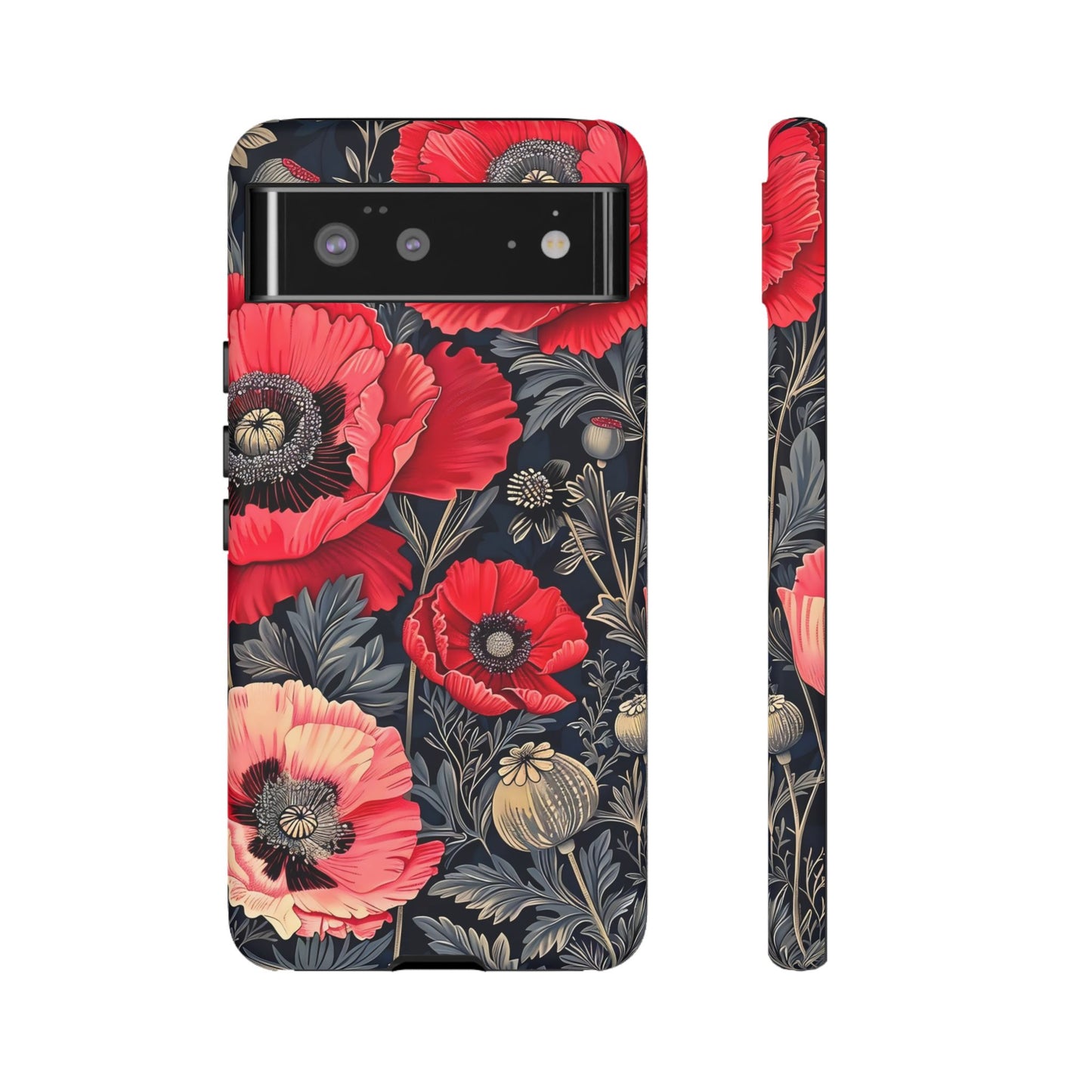 Floral Phone Case with Artistic Poppies, Tough Cases, Flower Design, Nature Lover Gift, Customizable Mobile Cover, Stylish Phone Accessories