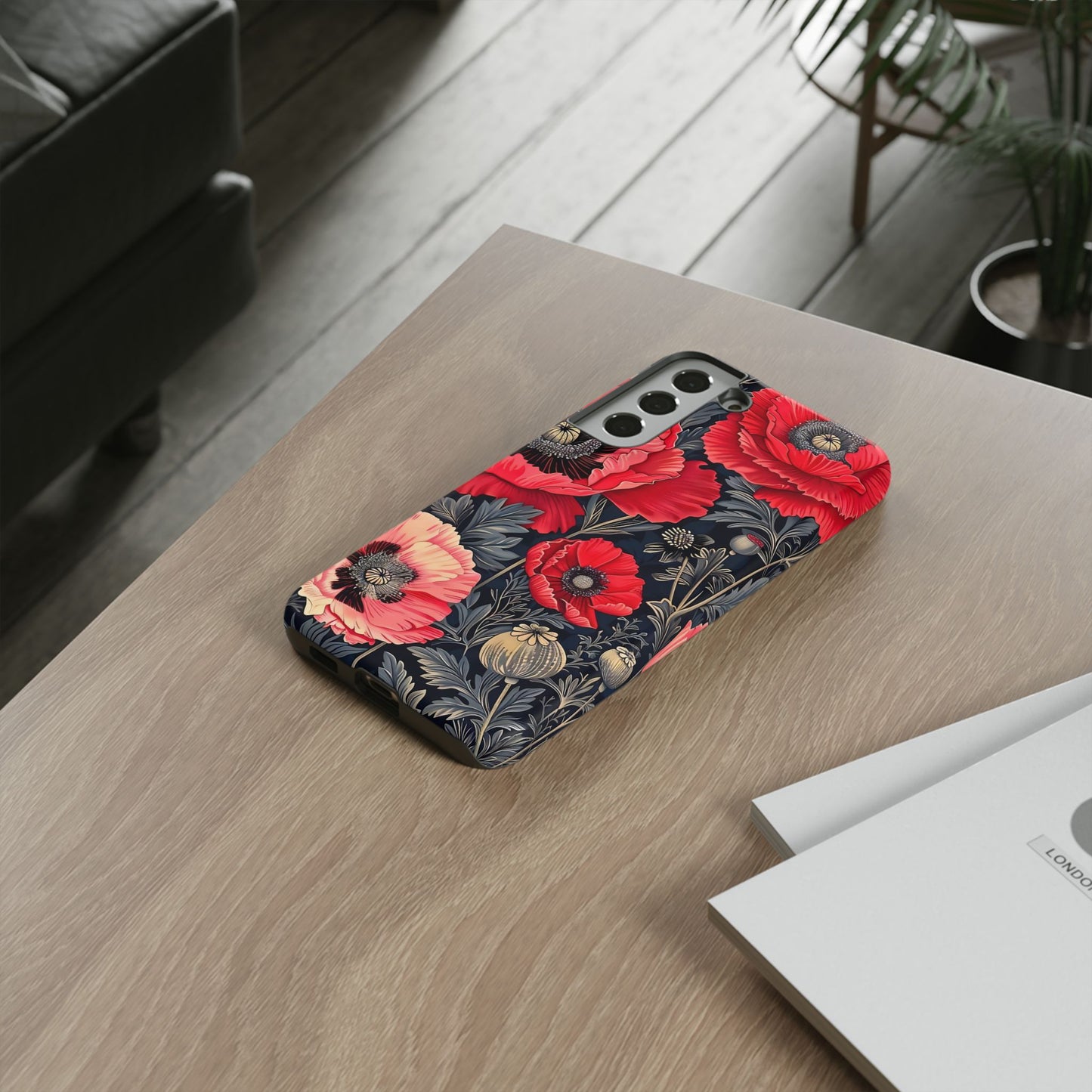 Floral Phone Case with Artistic Poppies, Tough Cases, Flower Design, Nature Lover Gift, Customizable Mobile Cover, Stylish Phone Accessories