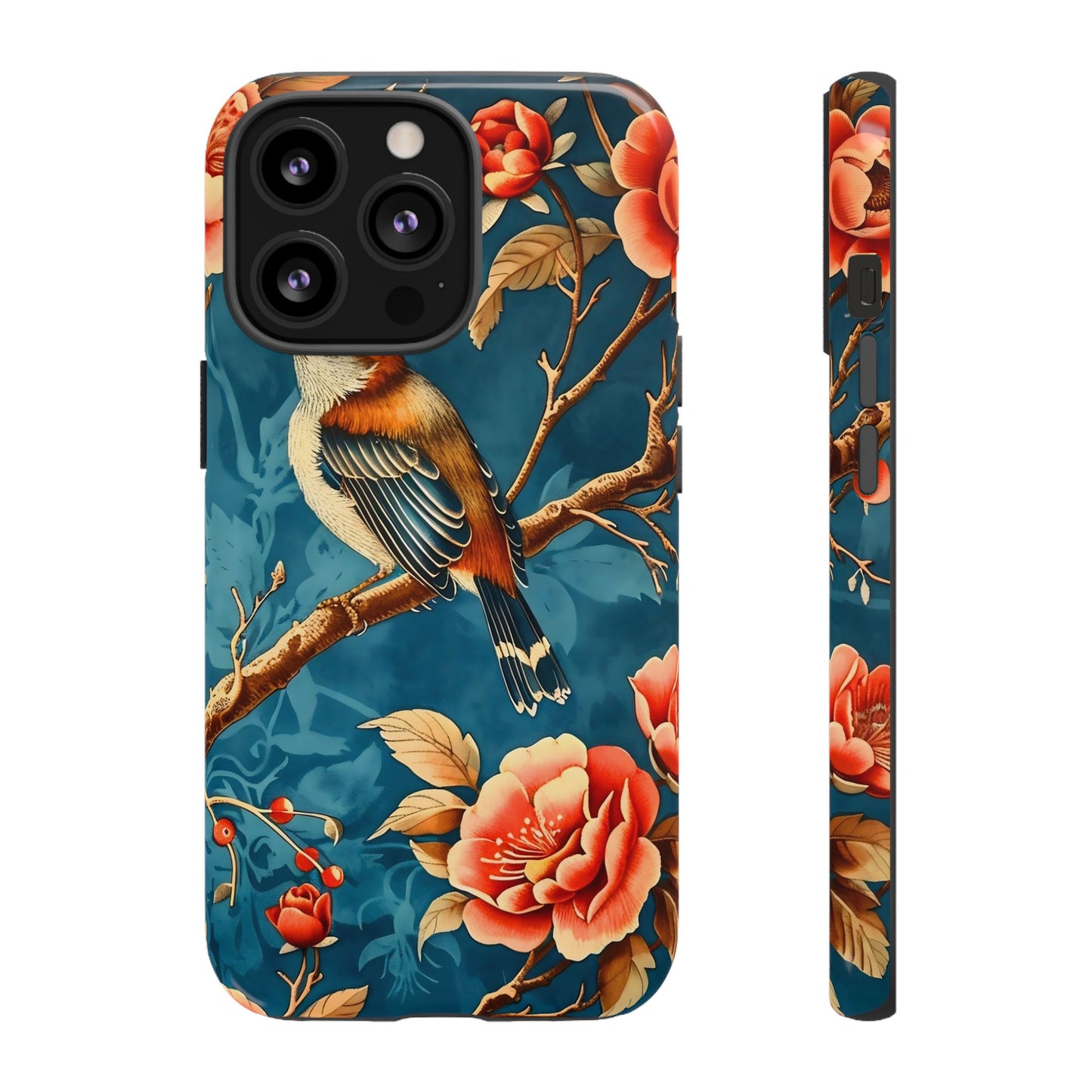 Bird & Floral Phone Case, Tough Cases for Nature Lovers, Gift for Her, Customizable Design, Vibrant Tech Accessories