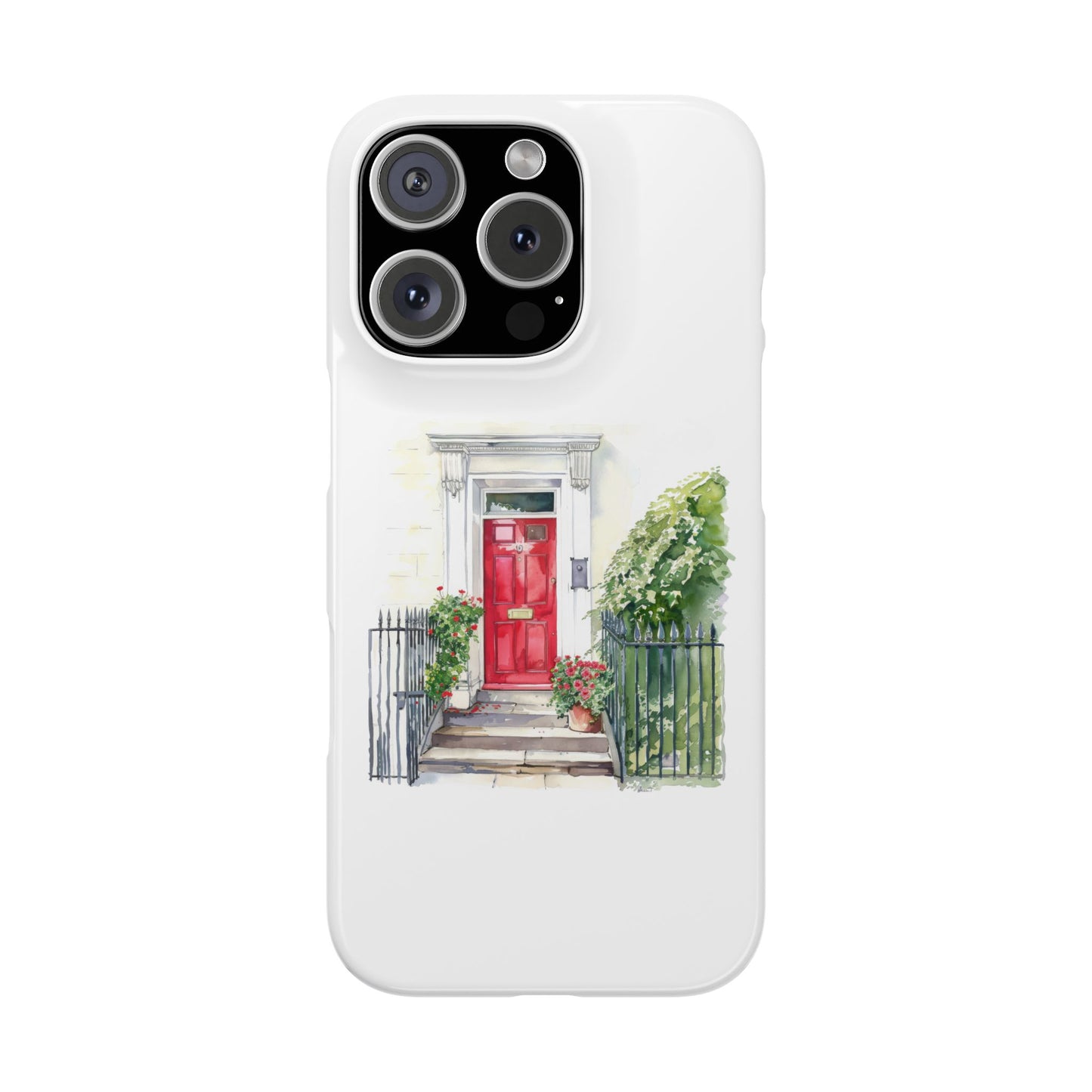 Charming Red Door Slim Phone Cases – Aesthetic Protection for Your Device, Perfect Gift for Home Lovers, Housewarming, Art Enthusiasts