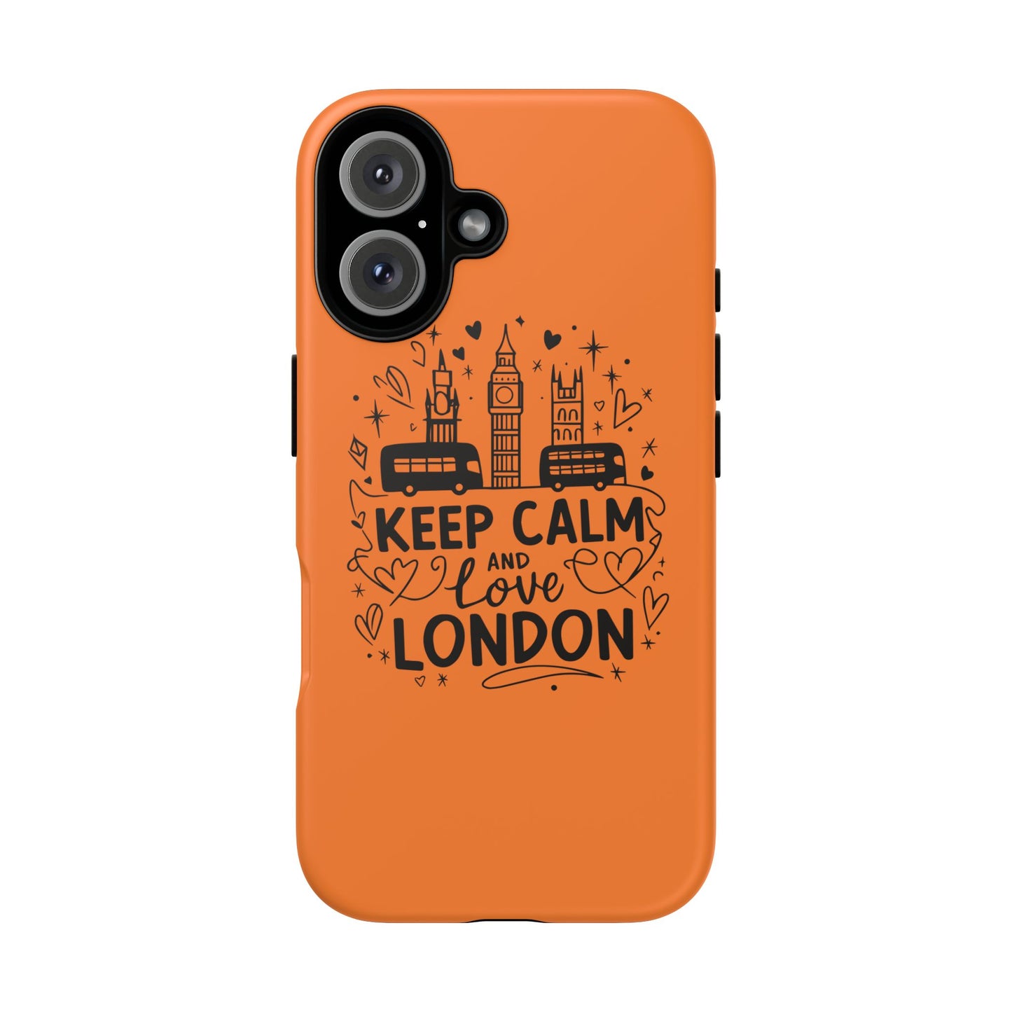 London-Themed Phone Case: Keep Calm and Love London, UK Souvenir, Travel Gift, City Lover, Smartphone Accessories, Orange Design