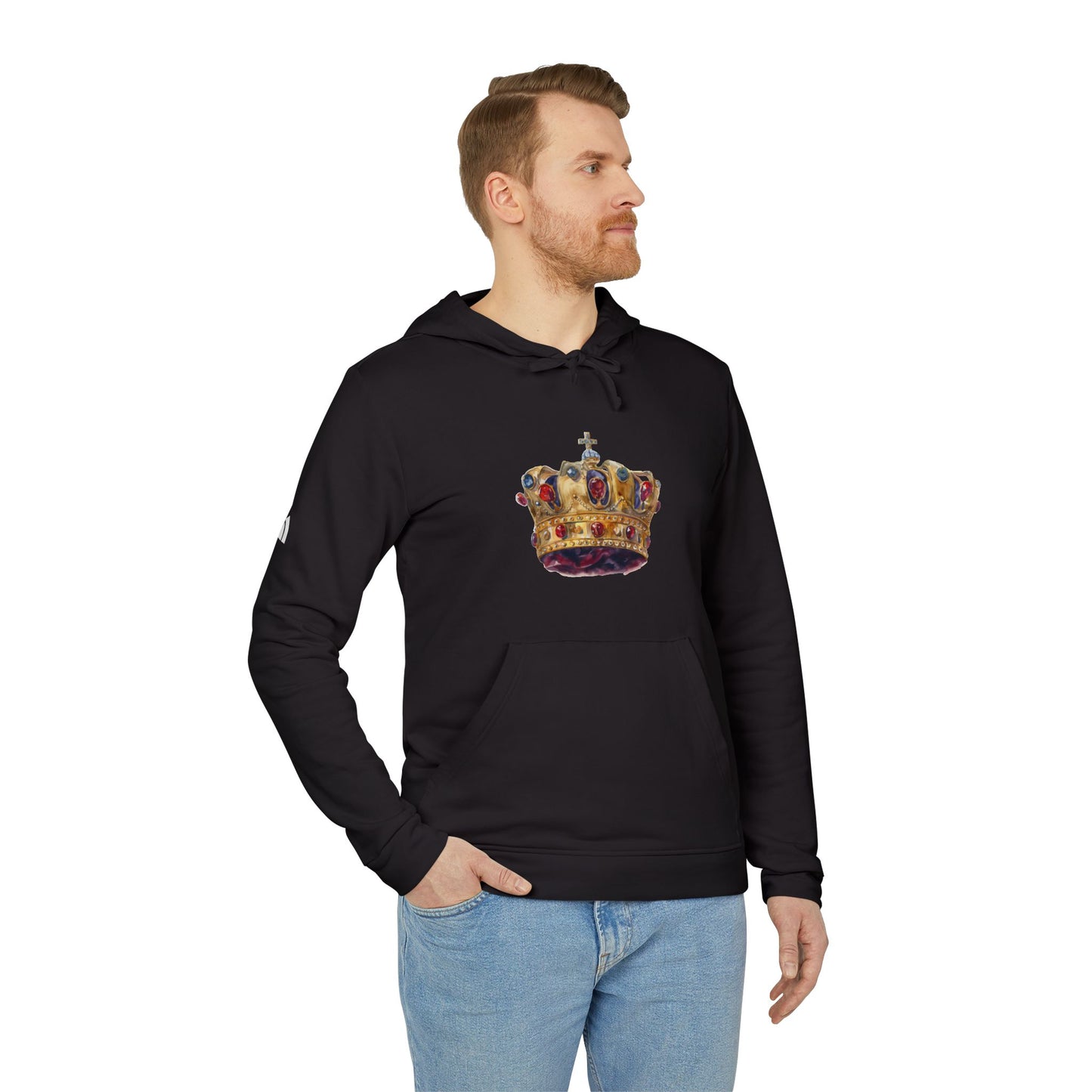 adidas Unisex Fleece Hoodie - British Royal Crown - Symbol of Regal Elegance and Authority