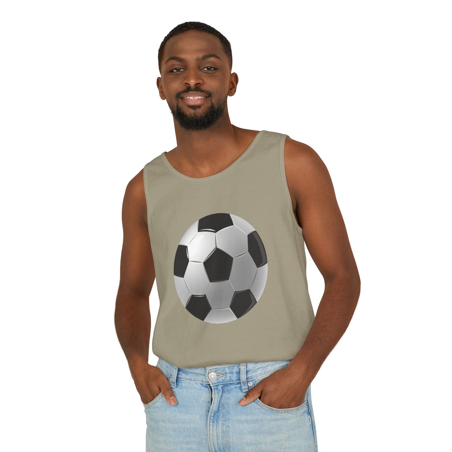 Unisex Garment-Dyed Tank Top - Dynamic Football Design