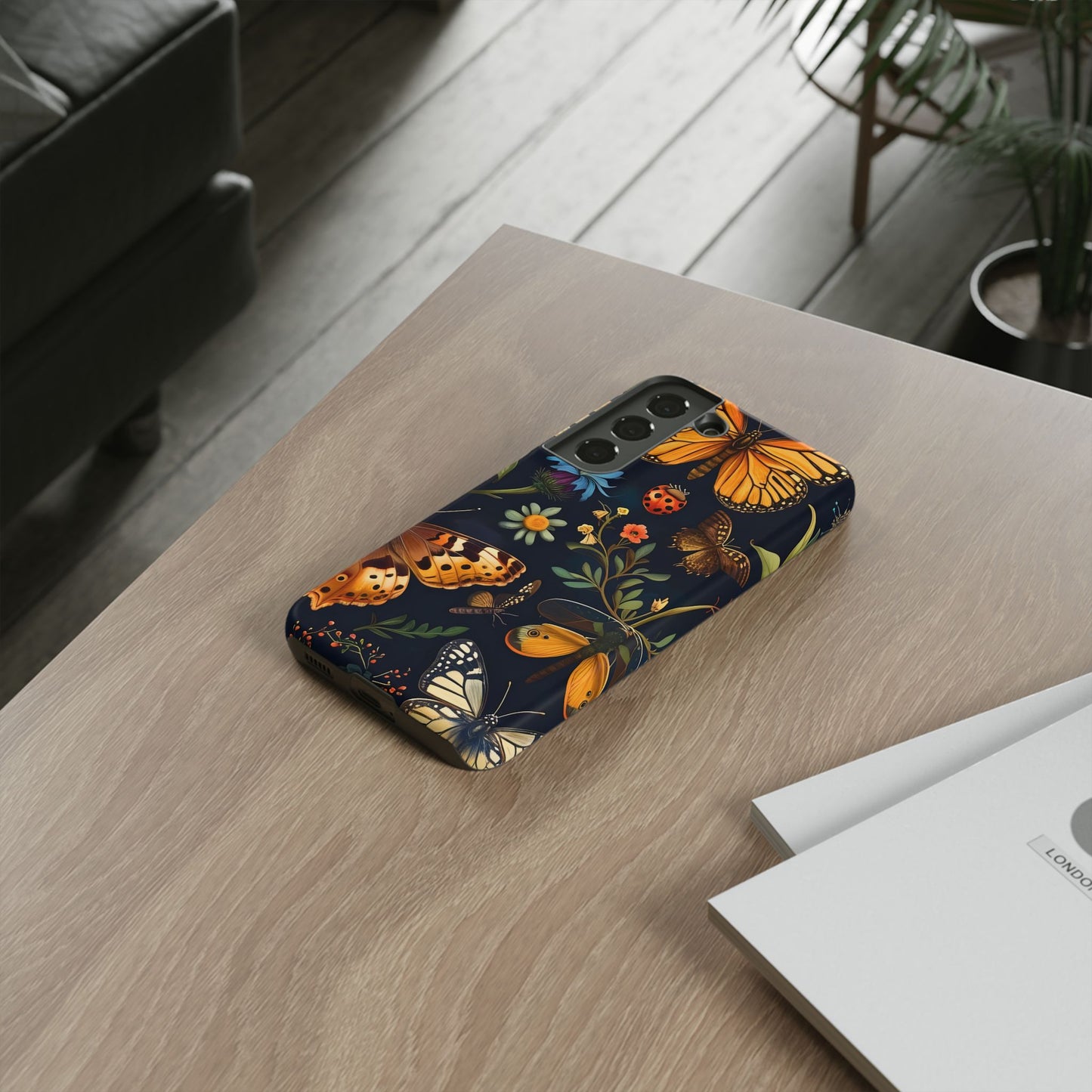 Nature-Inspired Phone Case | Floral Butterfly Design, Tough Phone Cover, Gift for Nature Lovers, Cute Butterfly Case, Home Decor